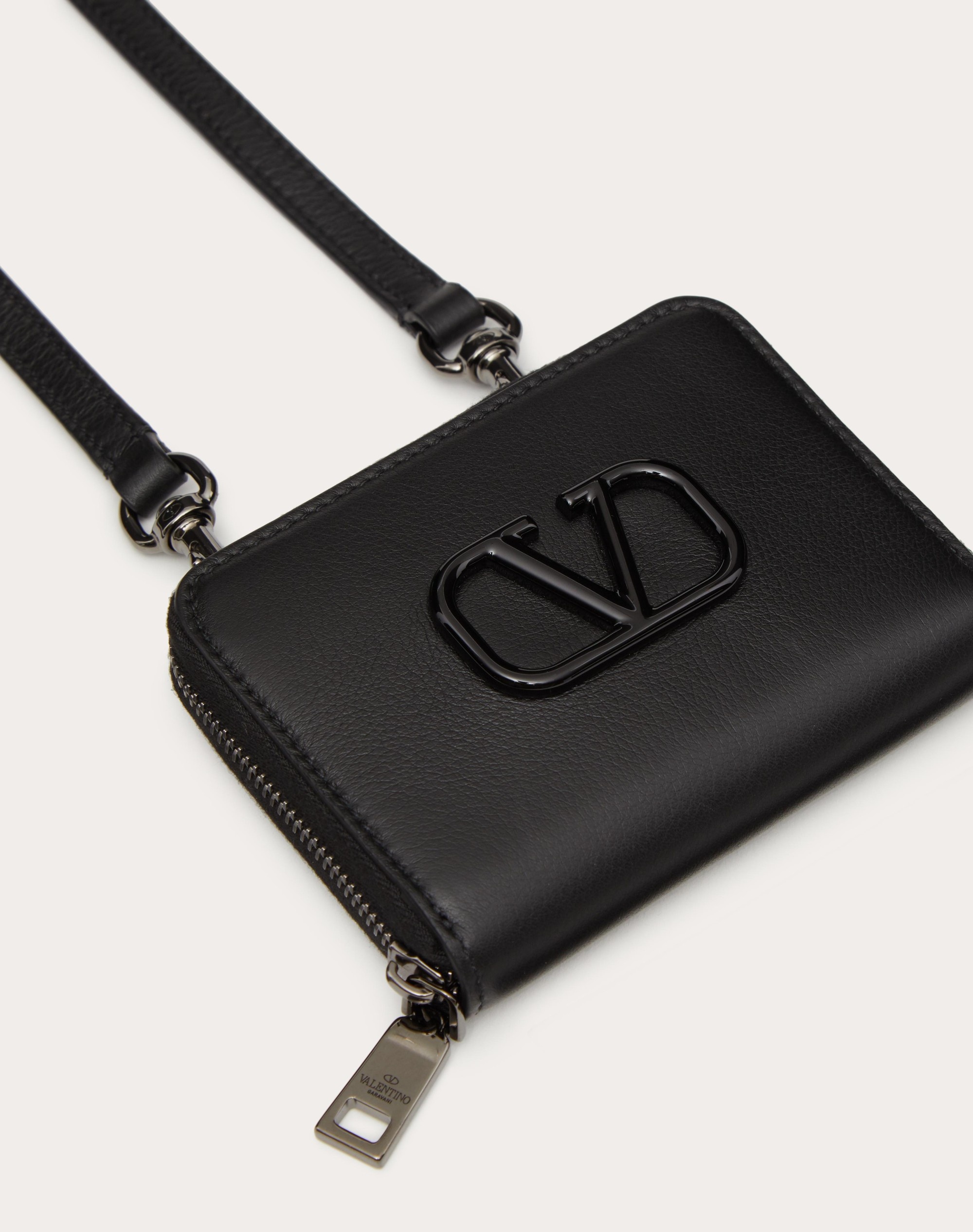 LACQUERED VLOGO SIGNATURE WALLET WITH NECK STRAP - 2