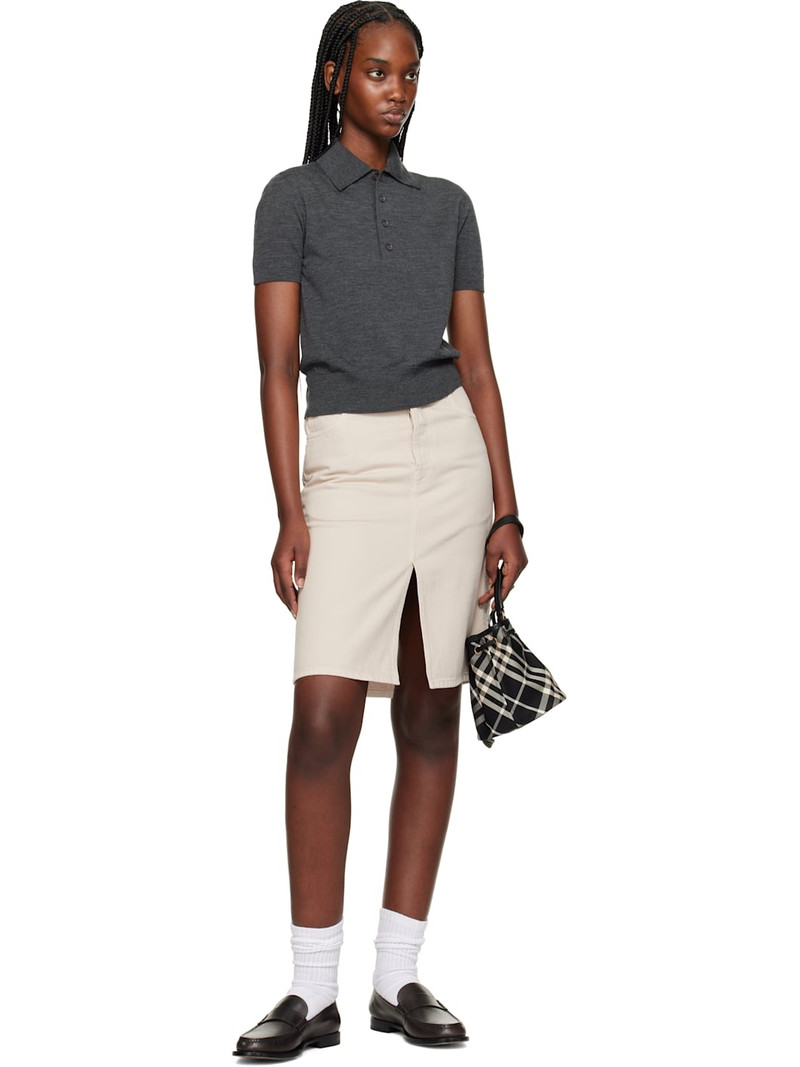 Burberry Beige Vented Denim Midi Skirt outlook