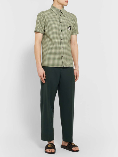 GUCCI + Disney Appliquéd Checked Wool Shirt outlook