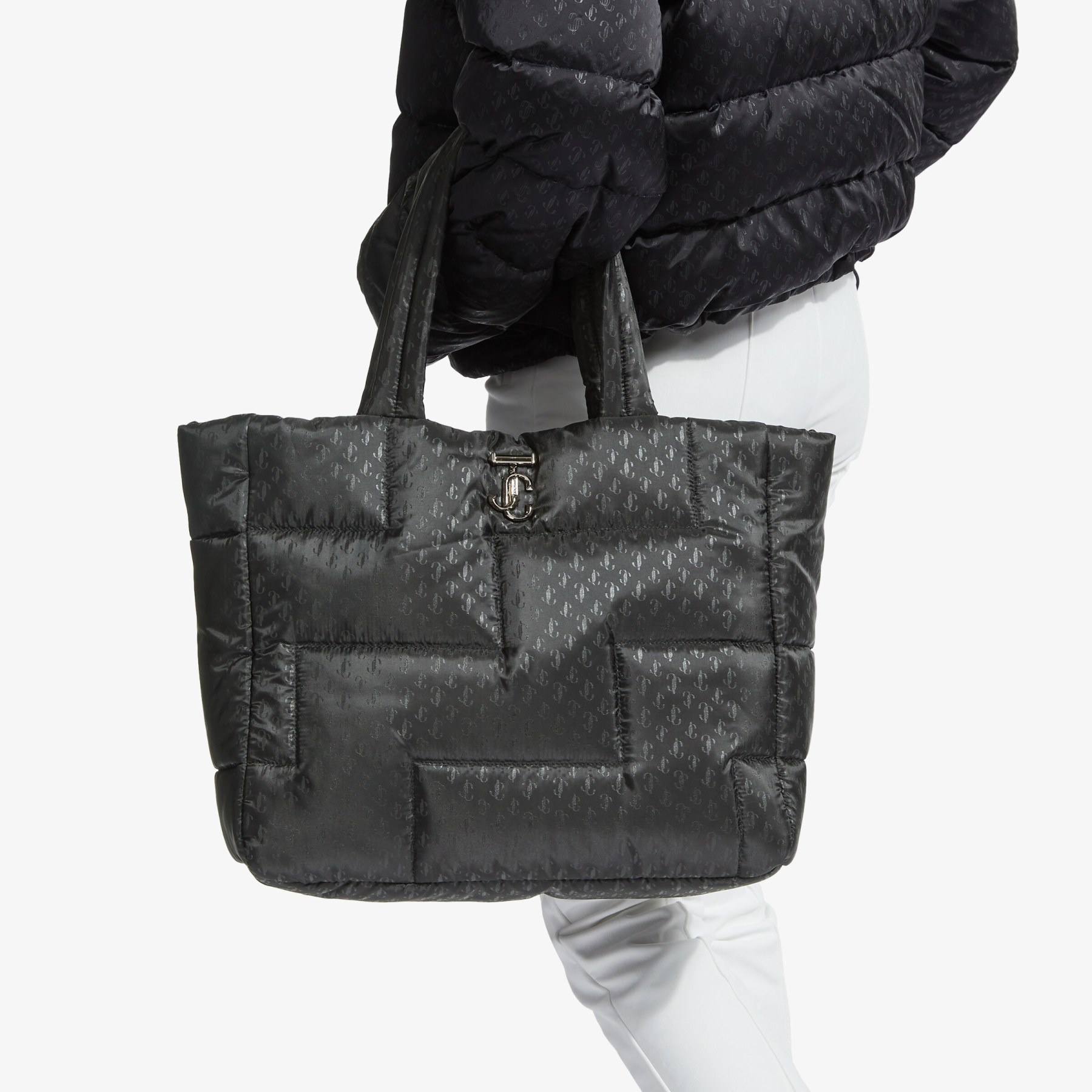 Laya Soft Tote
Black Nylon Soft Tote with JC Emblem - 3