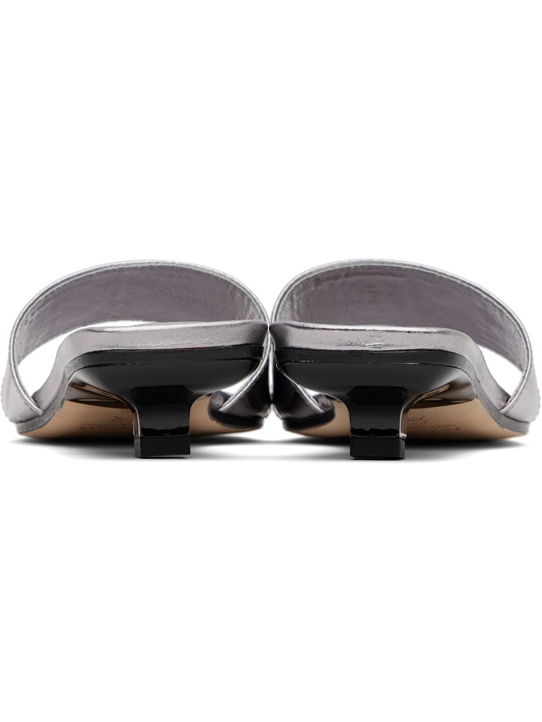 Silver Ceni Eel Embossed Metallic Leather Heeled Sandals - 2