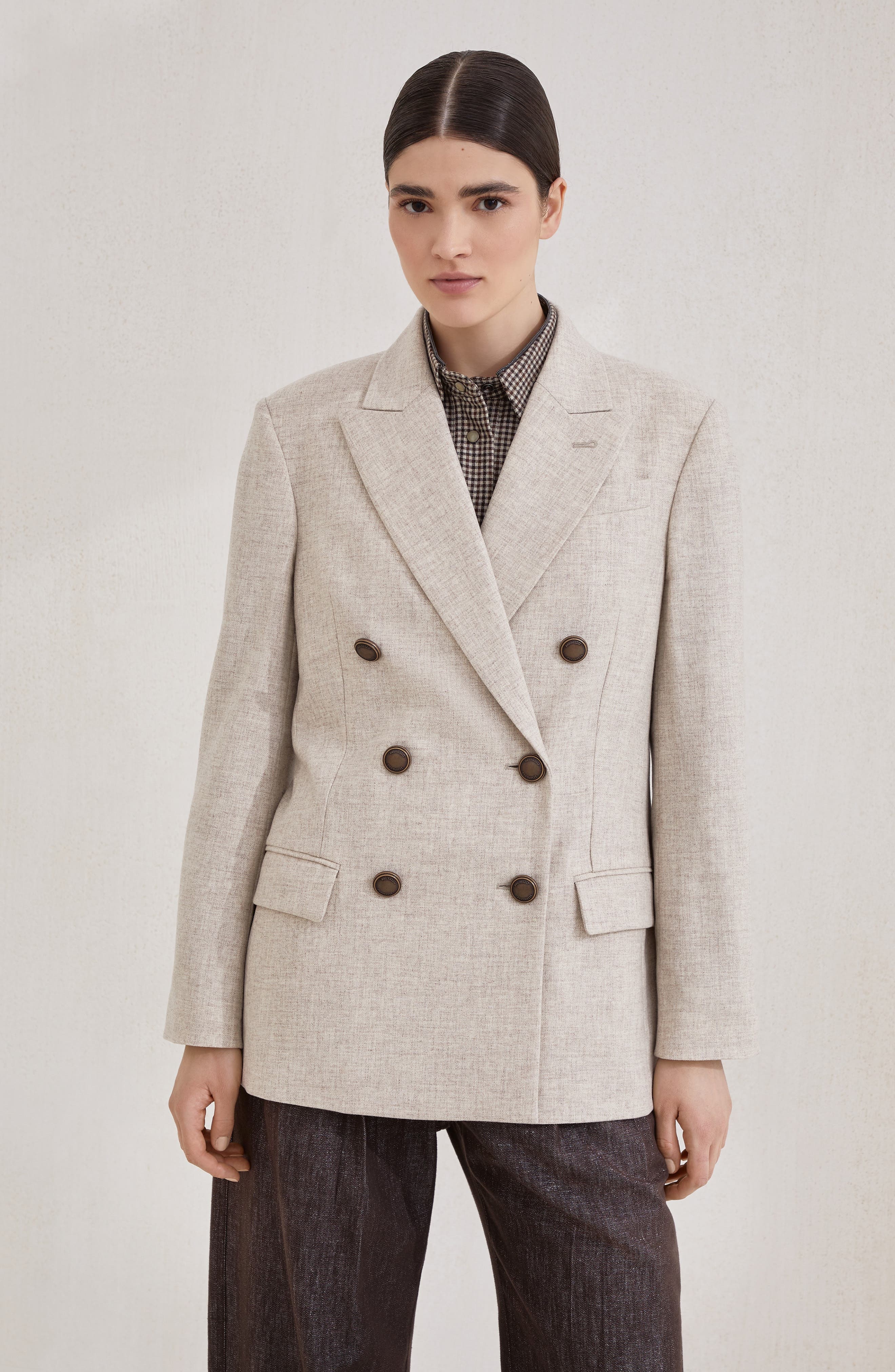 Brunello Cucinelli Twill flannel blazer in Beige at Nordstrom - 2