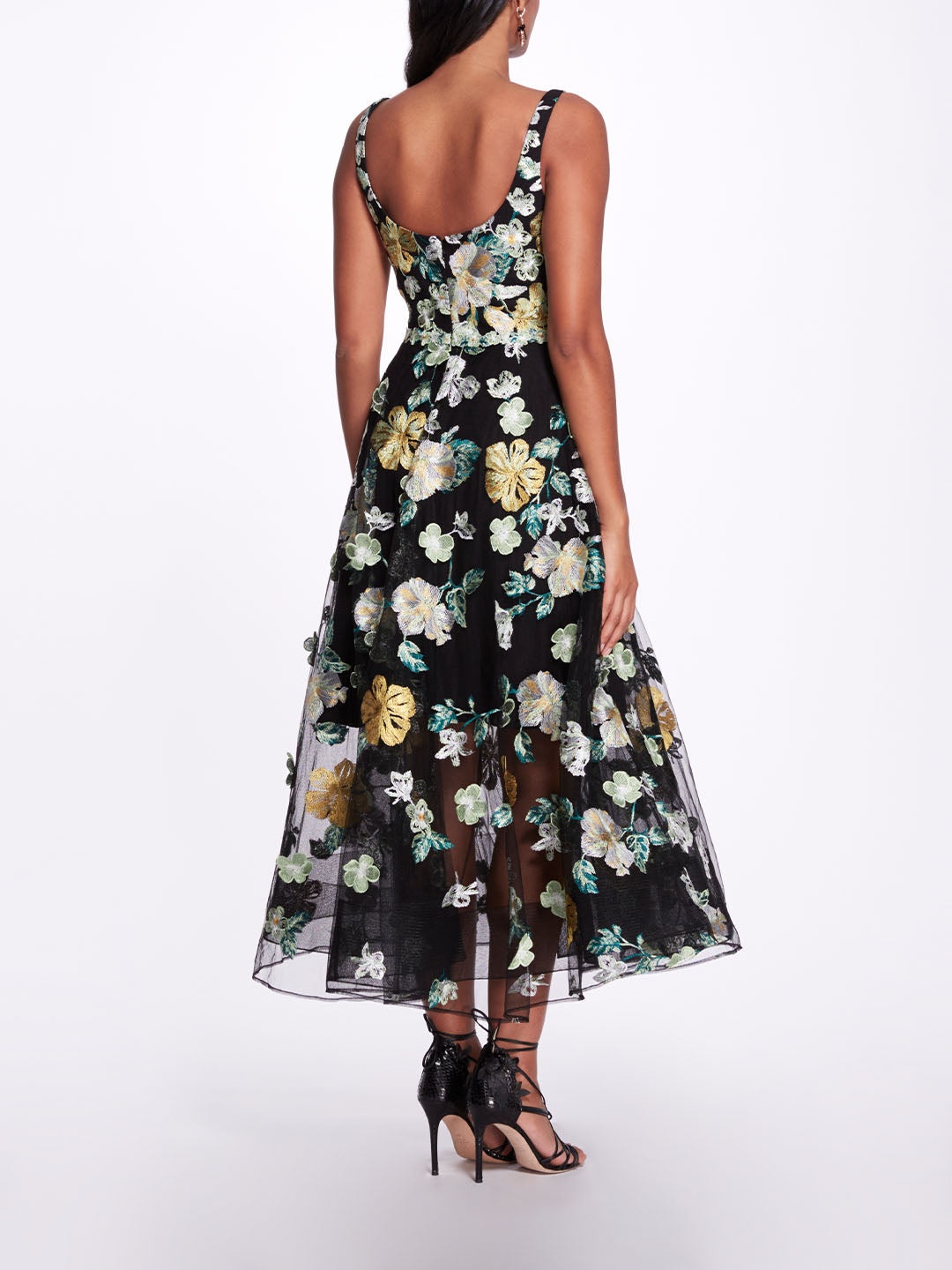 EMBROIDERED FLORAL TEA LENGTH GOWN - 3
