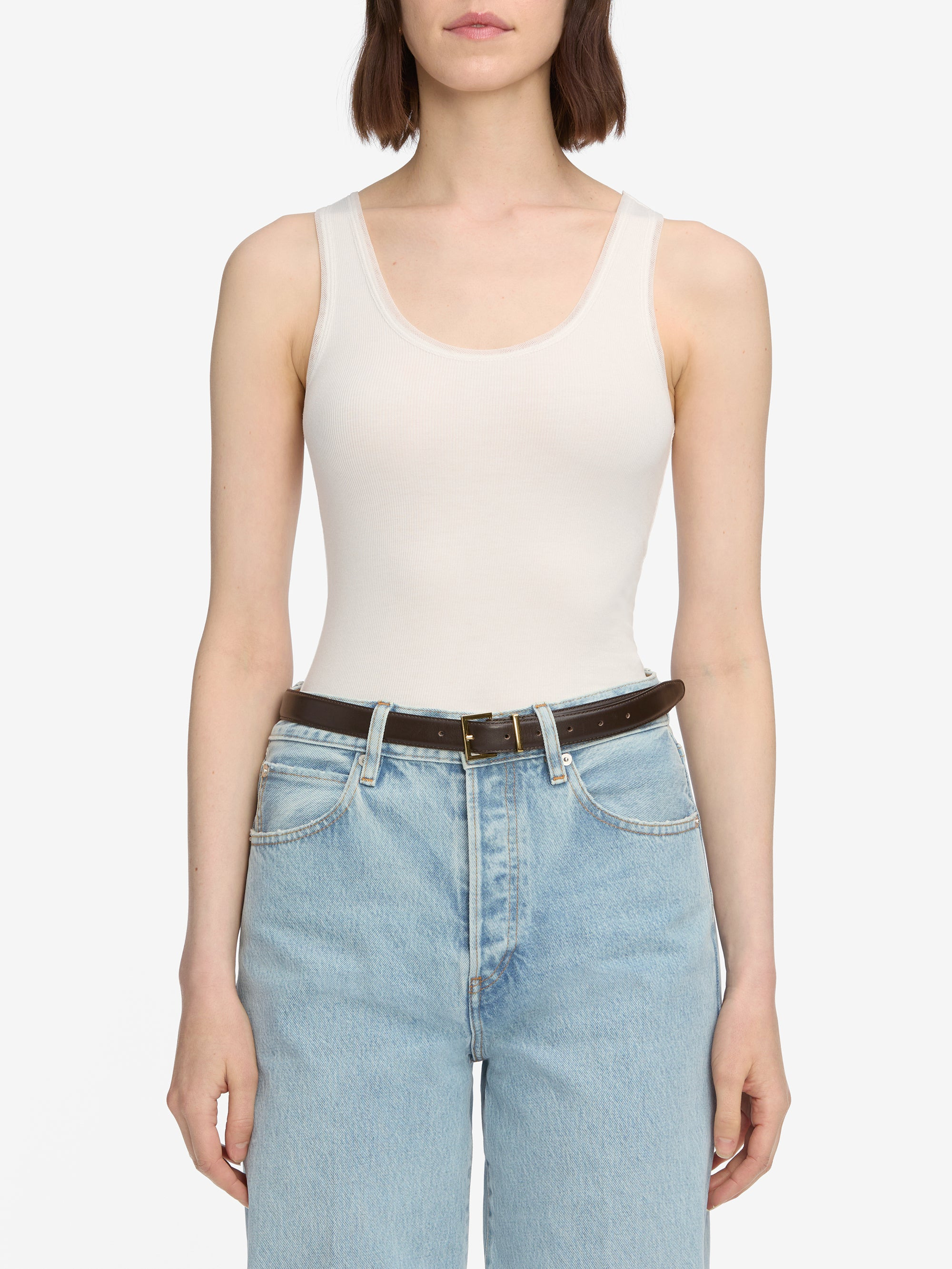 The Mesh Trim Tank in White - 3