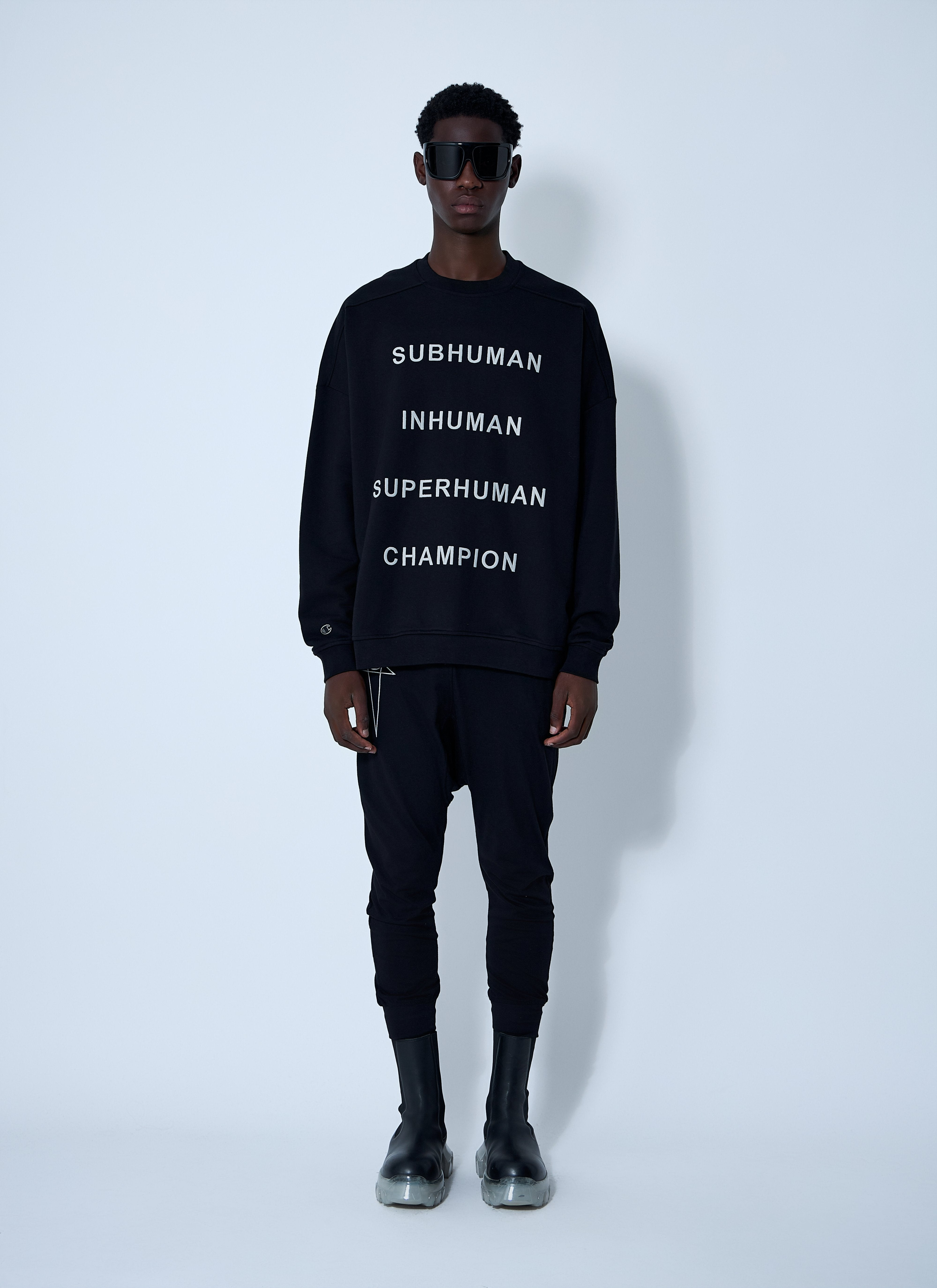 Rick Owens X Champion Men Text Print Sweatshirt - 2