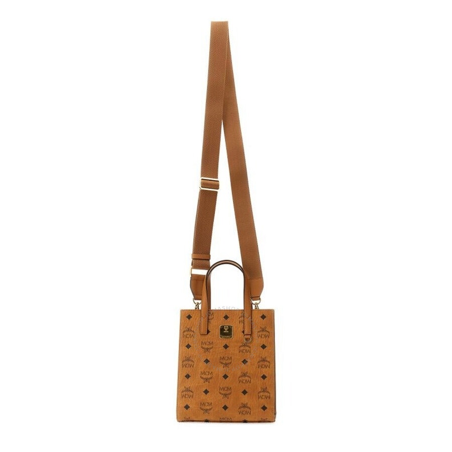 MCM Mini Aren Tote Bag In Visetos Cognac - 3