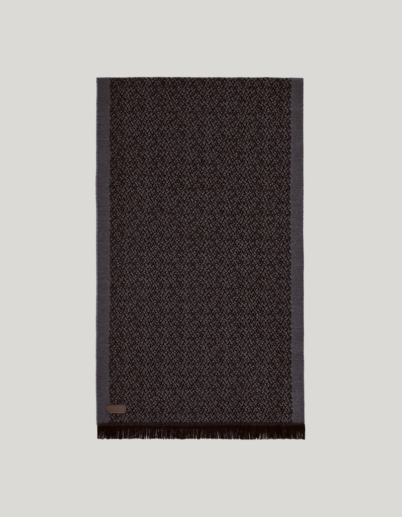 GRAY PURE VIRGIN WOOL MICRO-STRUCTURED SCARF 1