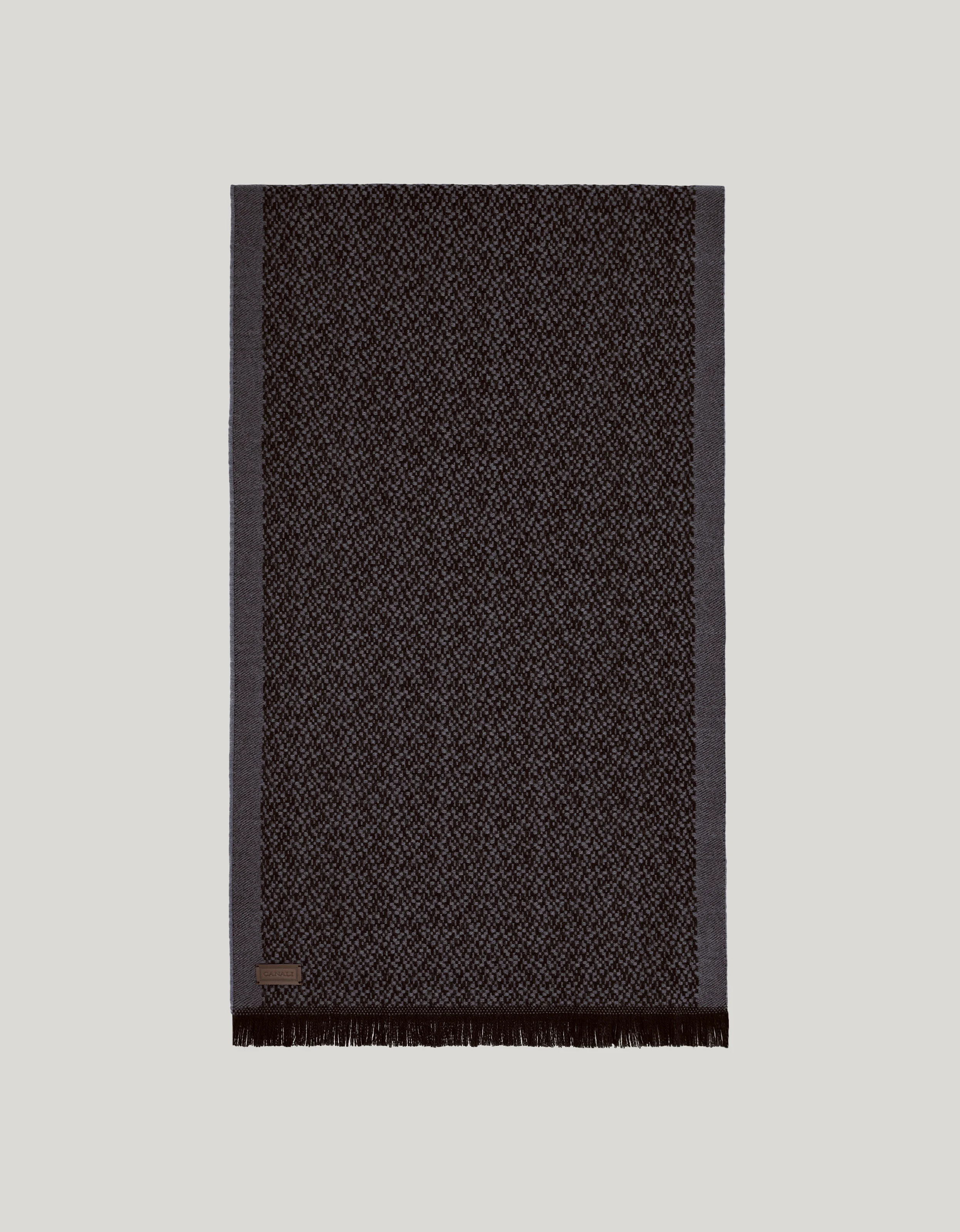 GRAY PURE VIRGIN WOOL MICRO-STRUCTURED SCARF - 1