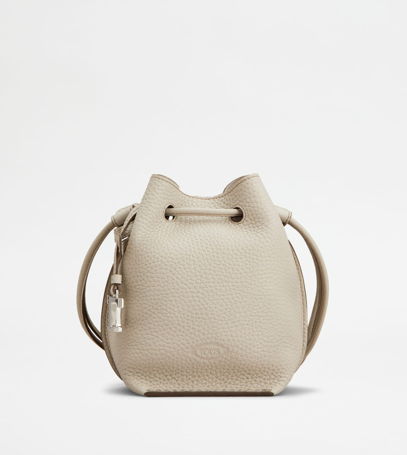 BUCKET BAG IN LEATHER MICRO - OFF WHITE 1