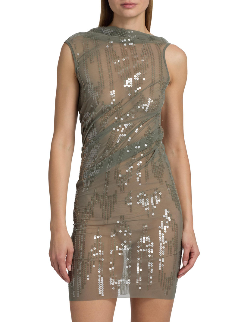 Women's Sheer Sequined Minidress - Jade Transparent 3