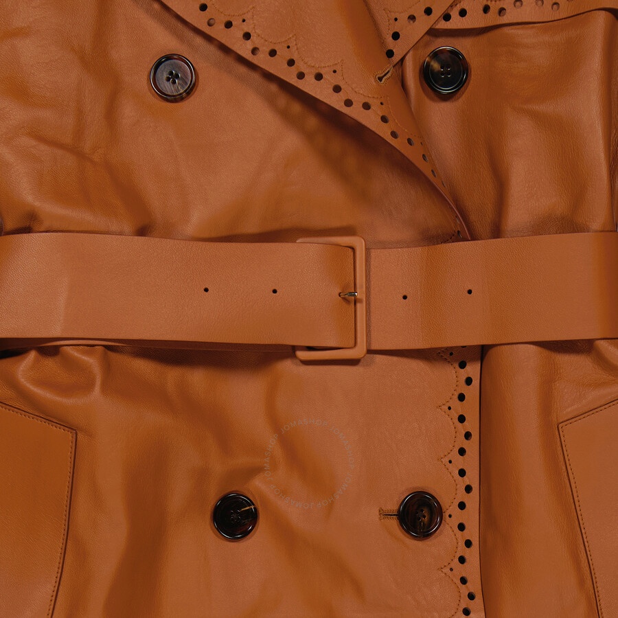 Chloe Ladies Orange / Blue Double-Breasted Trench Coat - 3