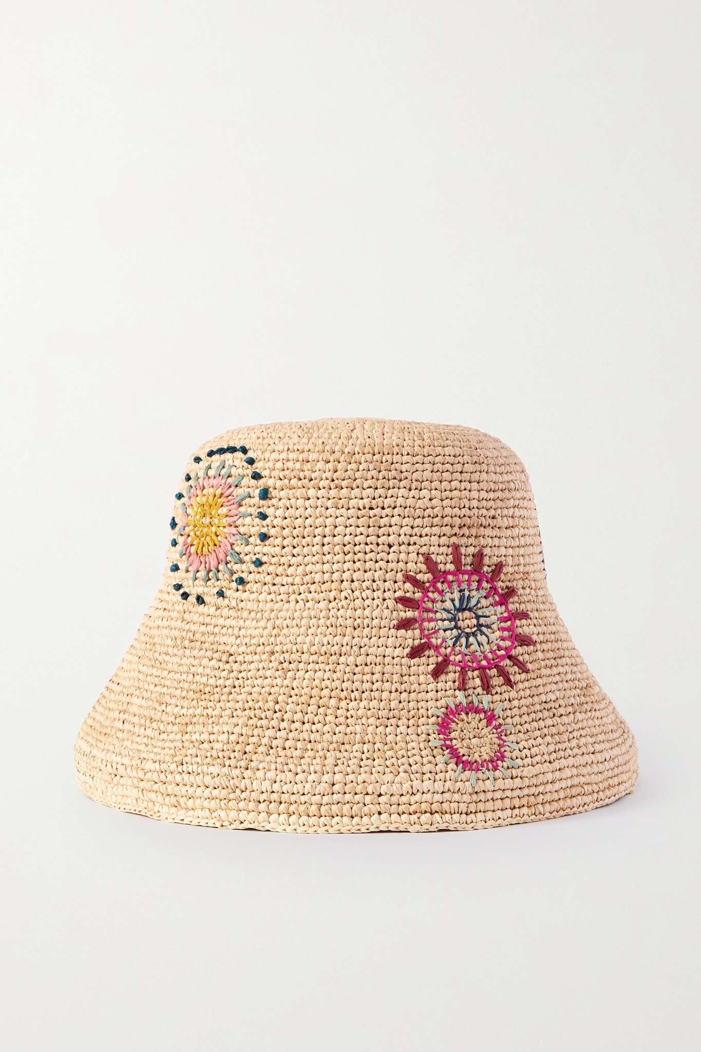 Embroidered raffia bucket hat - 3