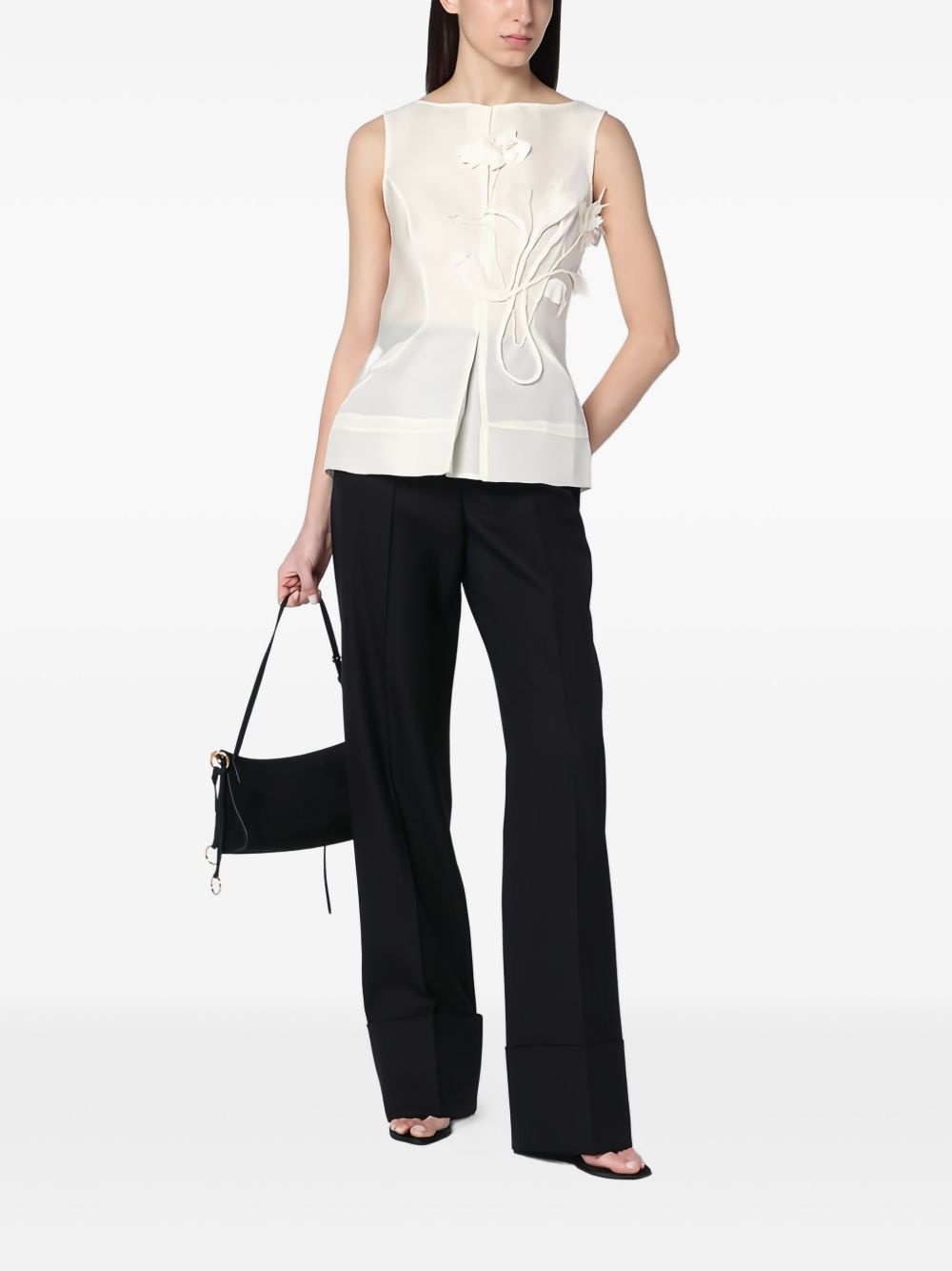 floral-appliqué top - 2