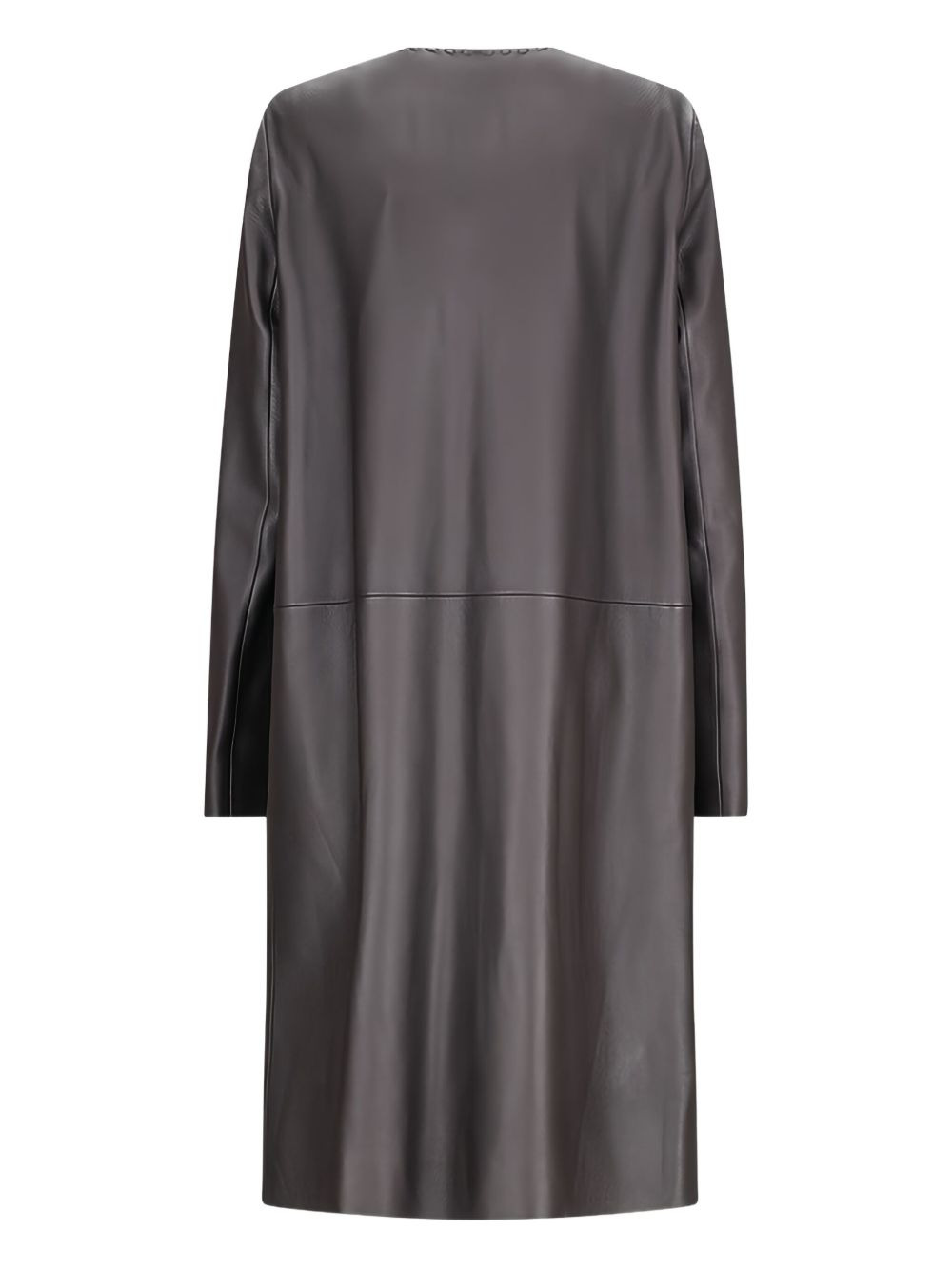 leather stitched-detail coat - 2