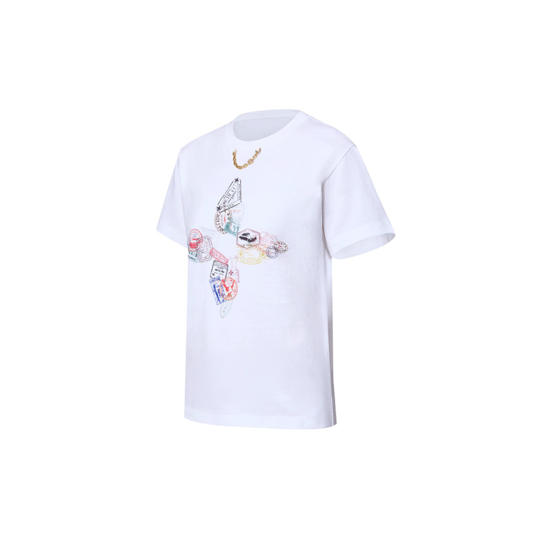 Louis Vuitton Travel Stamp Flower T-Shirt outlook