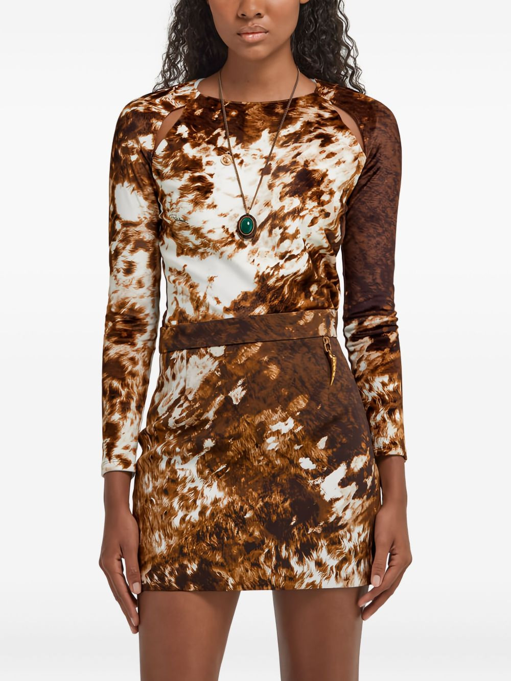cut-out printed long-sleeve top - 3