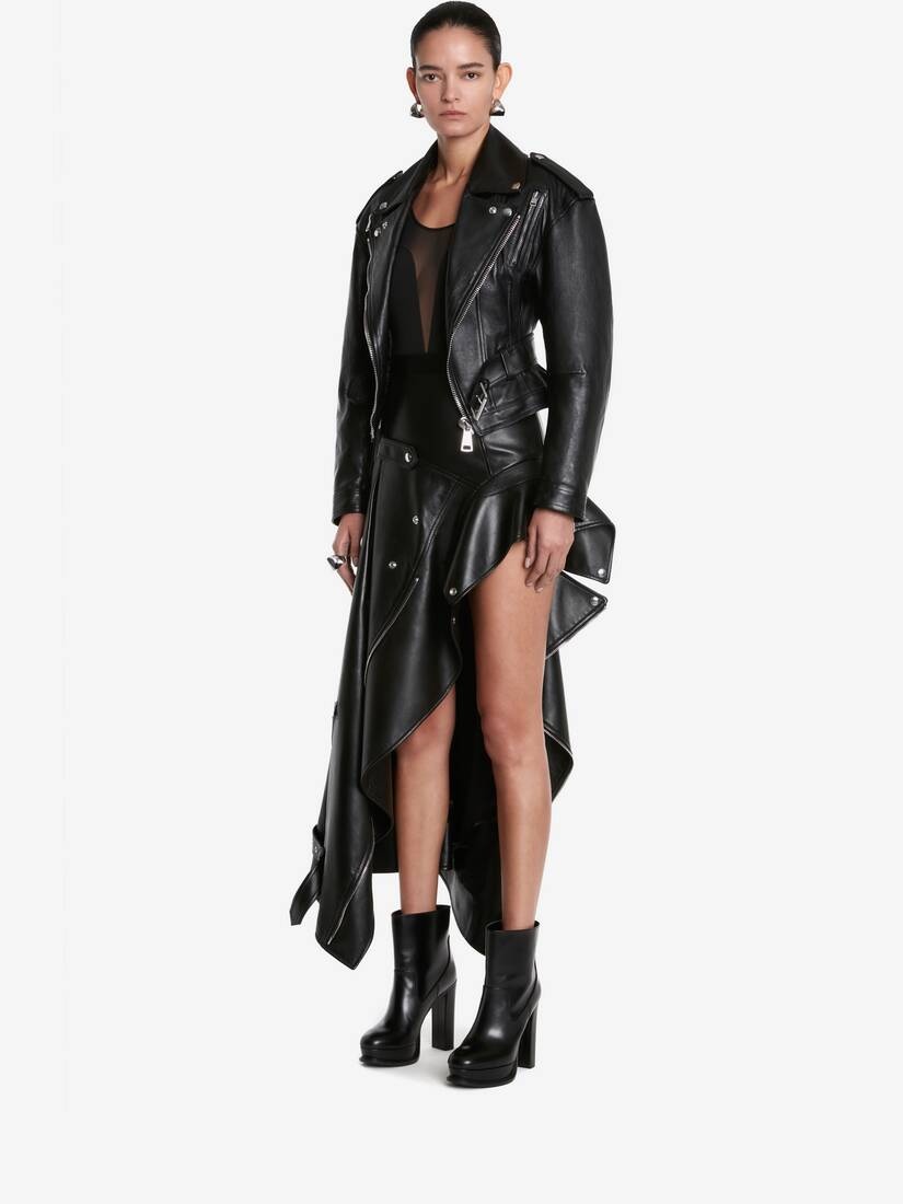 Women's Leather Biker Jacket in Black - 5