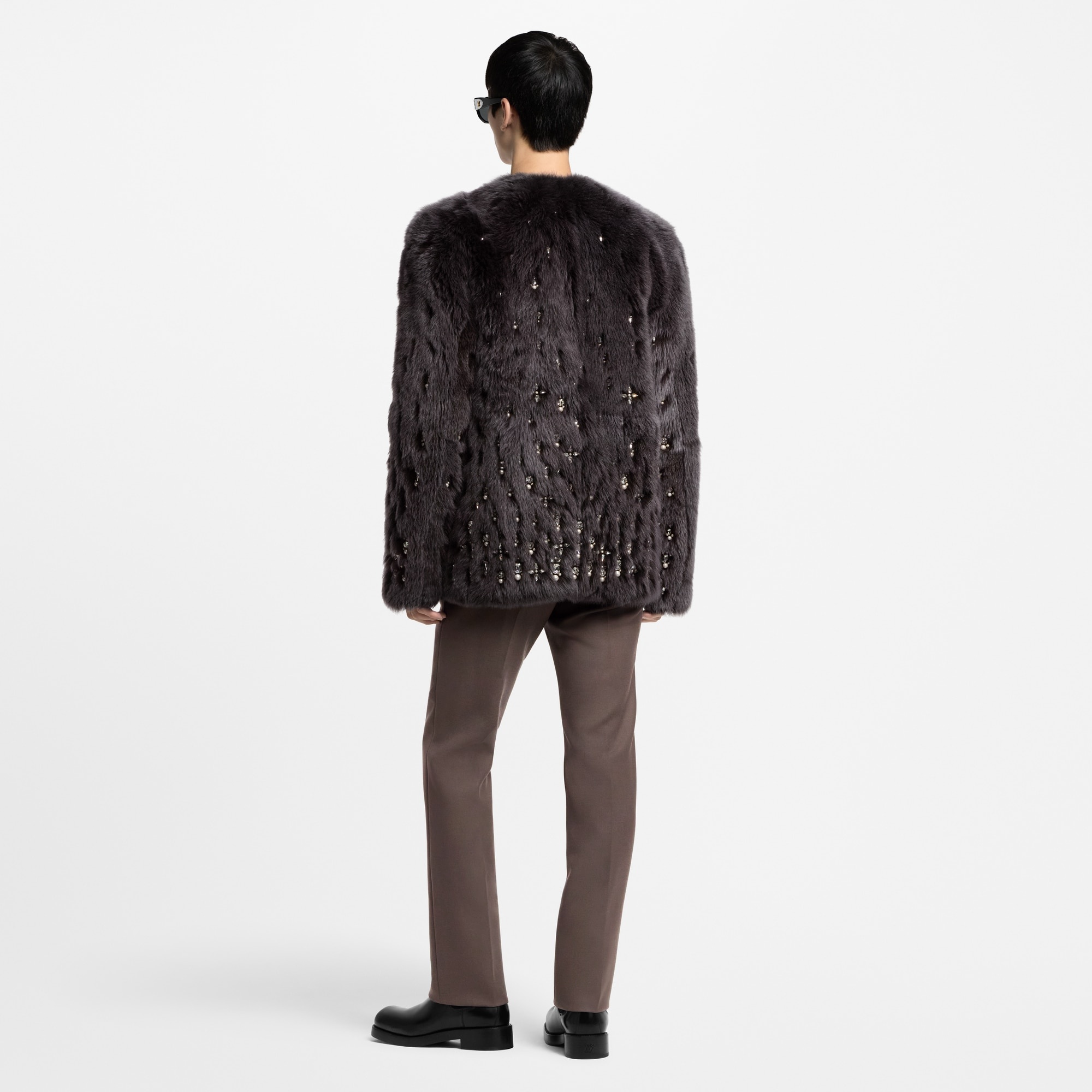 Made To Order Embellished Shearling Collarless Jacket - 3