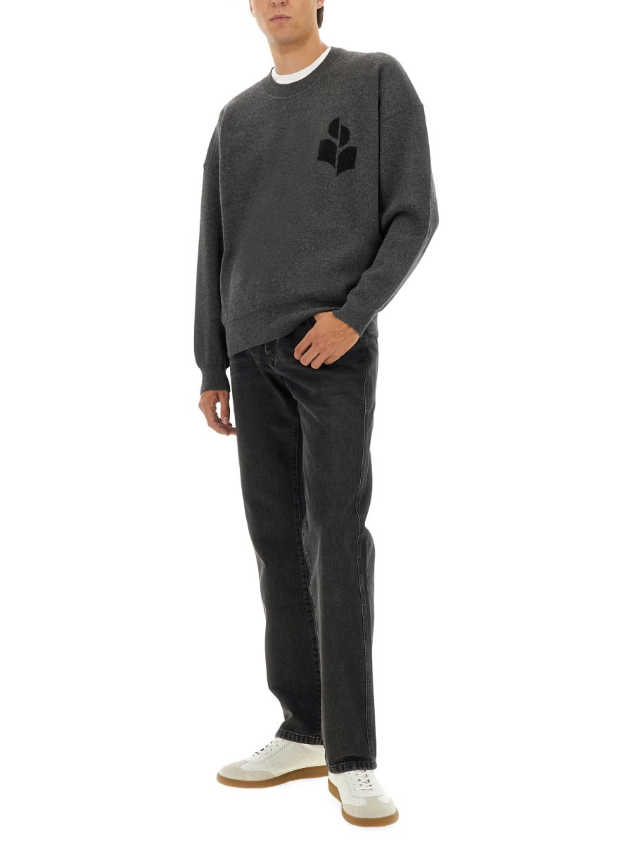COTTON AND WOOL BLEND SWEATER WITH LOGO - 2
