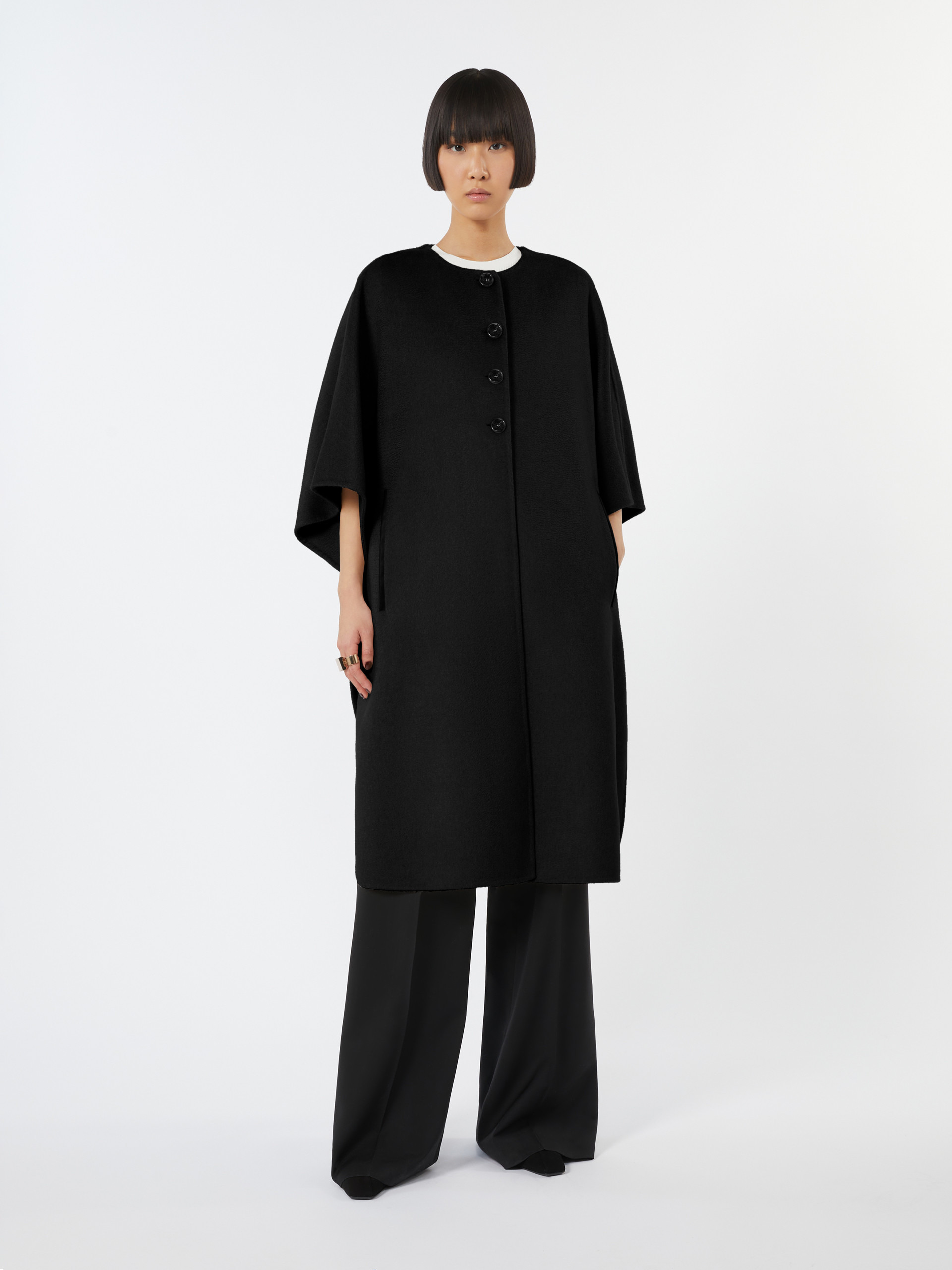 MORIANA Long cape in cashmere drap - 2