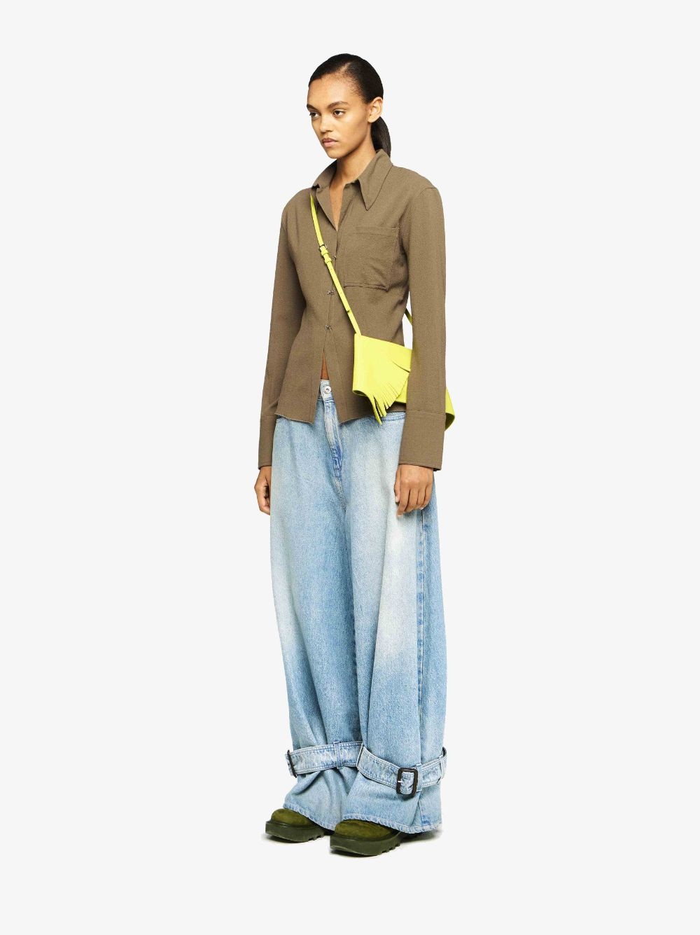 BUCKLED CUFF DENIM JEANS - 4