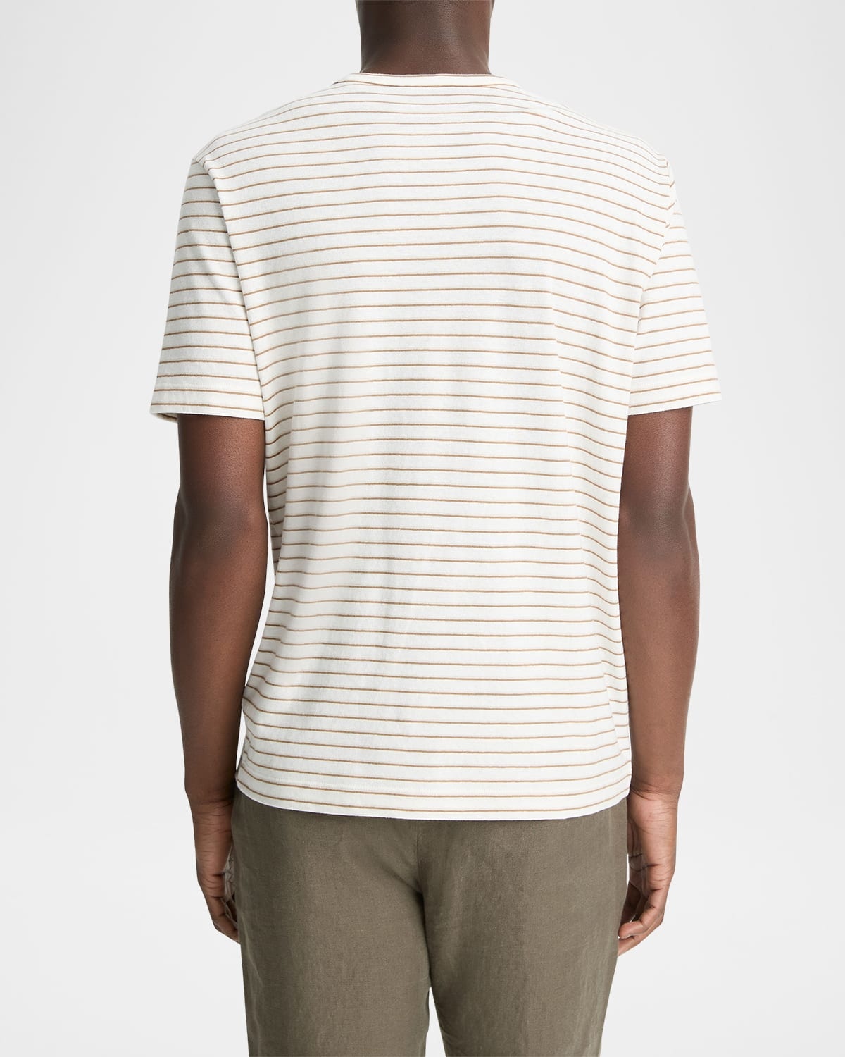 Men's Linen and Cotton Pinstripe Crewneck T-Shirt - 3