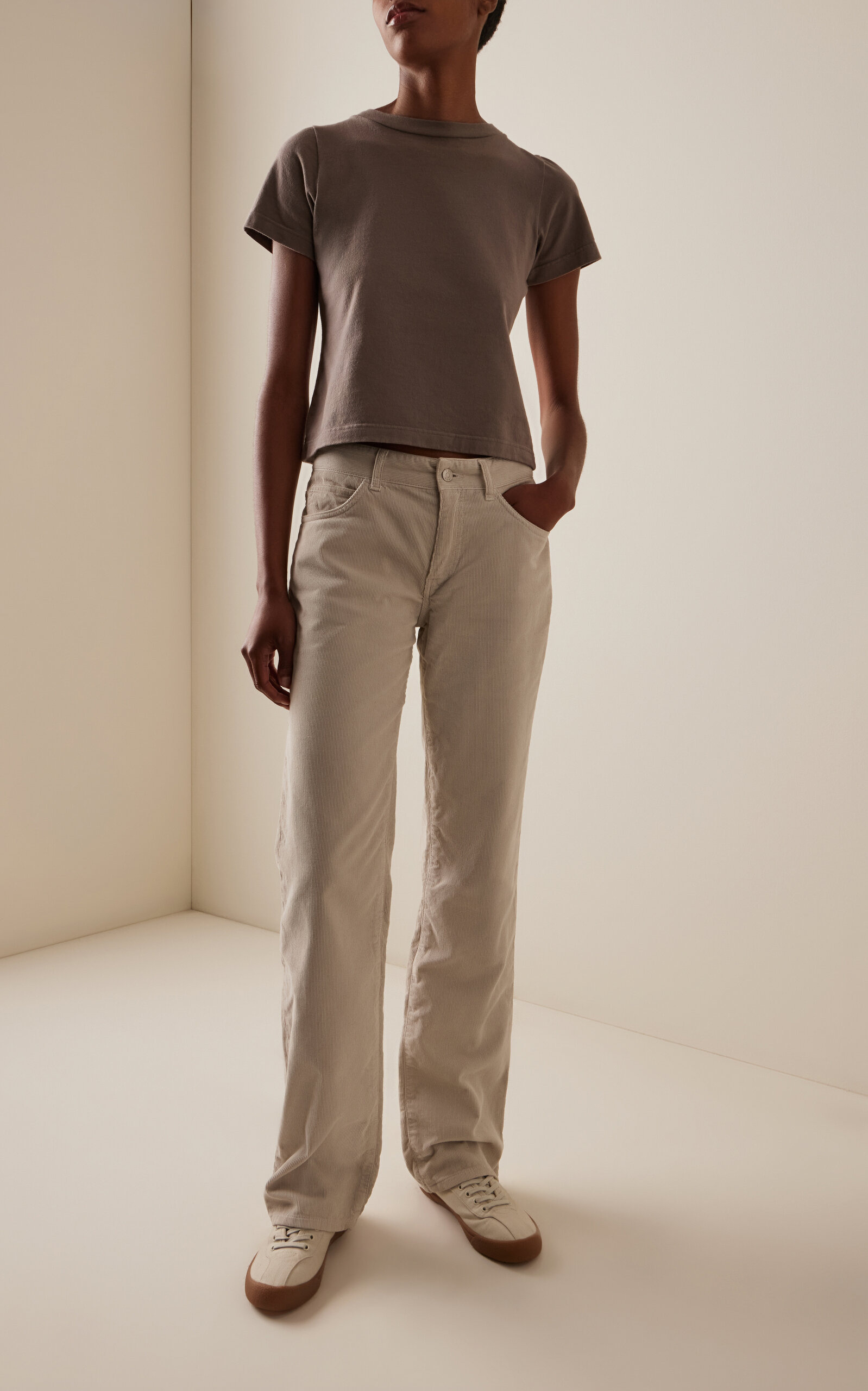 Carlyl Corduroy Mid-Rise Straight-Leg Jeans white - 2