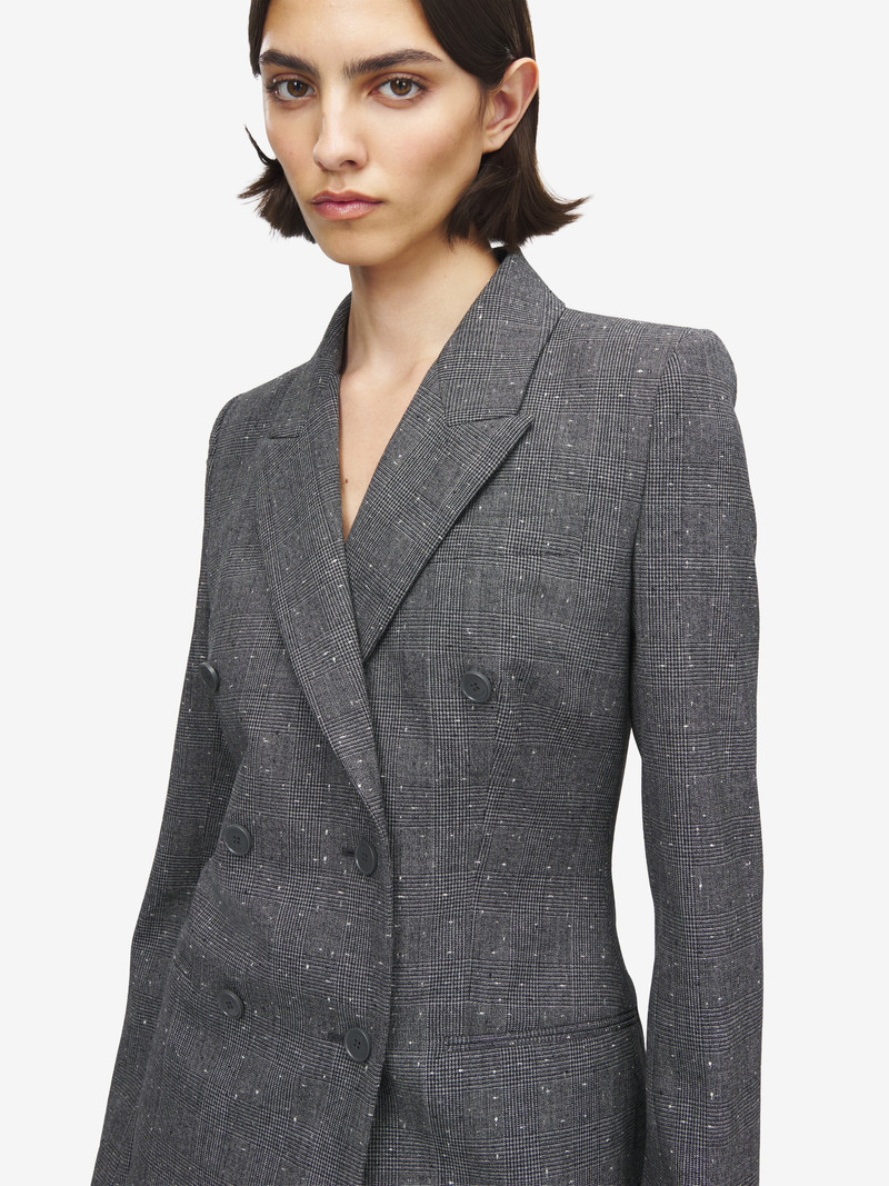Flecked Glen Check Double-breasted Jacket 6