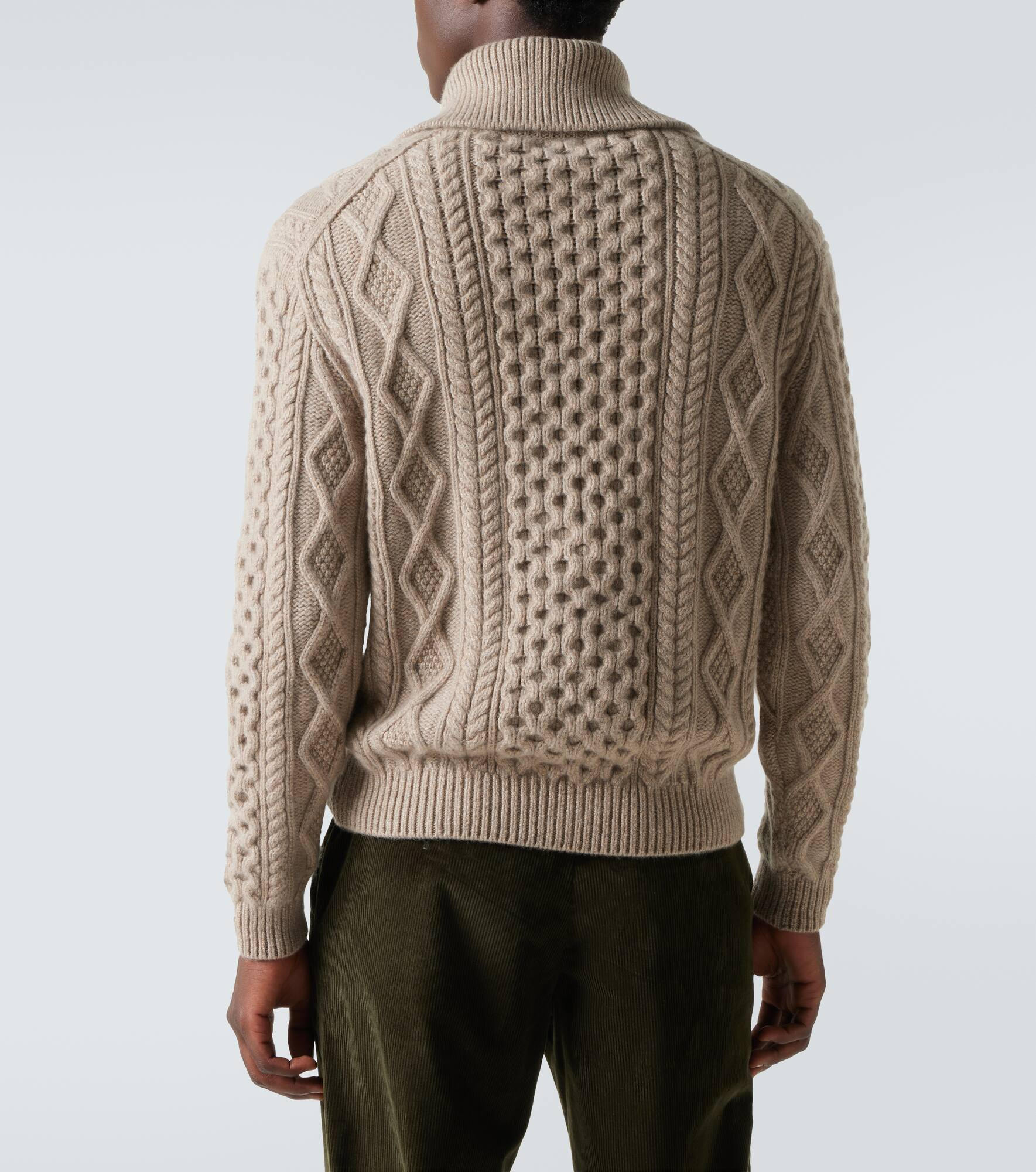 Aran cashmere zip-up sweater - 4