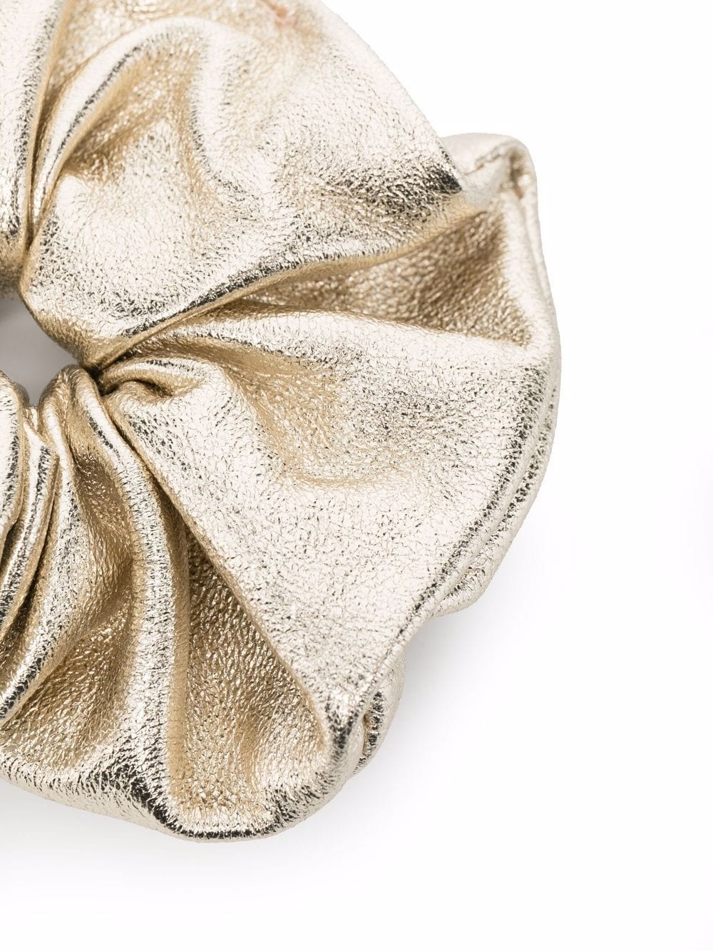 metallic ruched leather hair scrunchie - 2