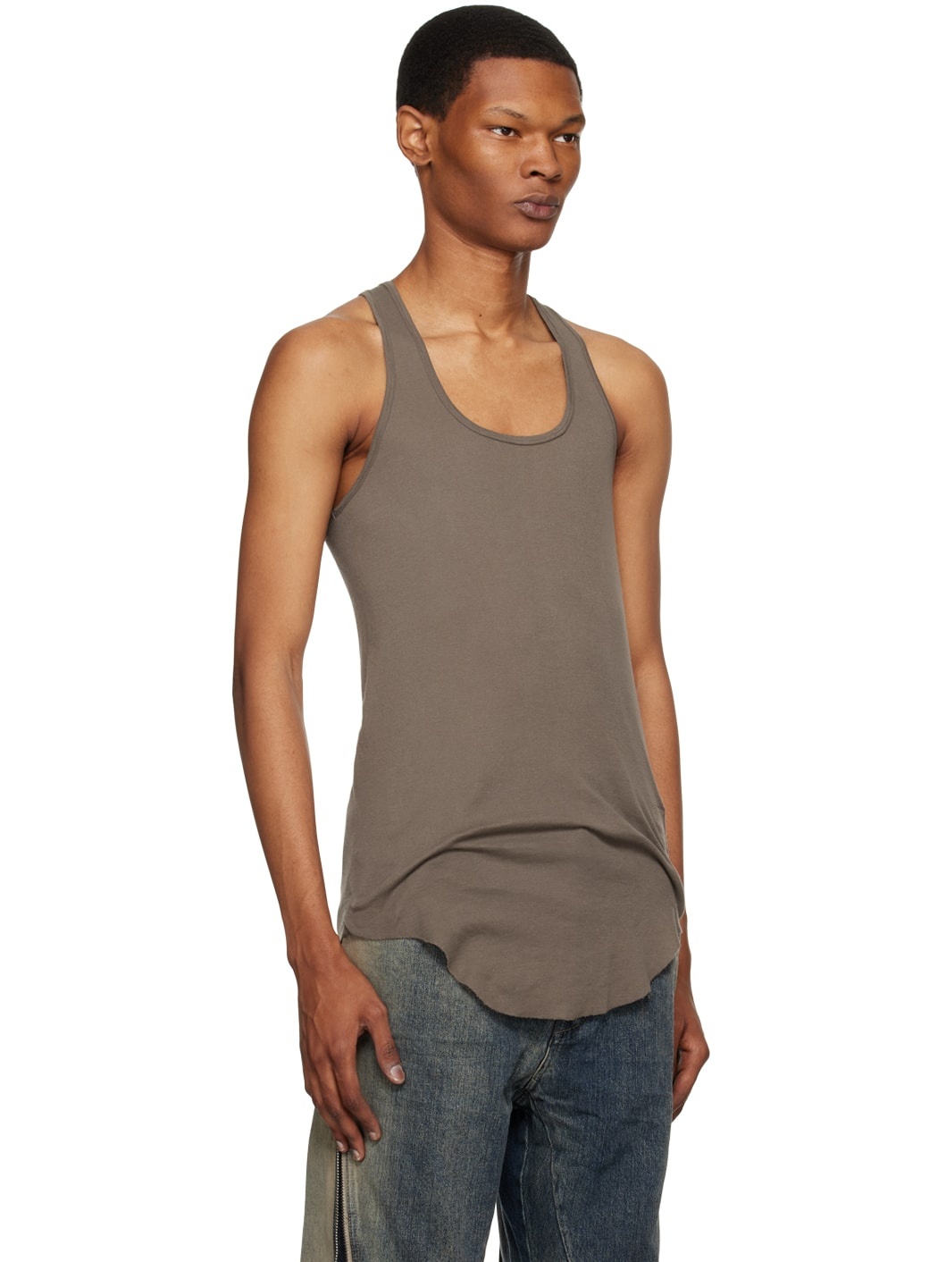 Gray Raw Edge Tank Top - 2