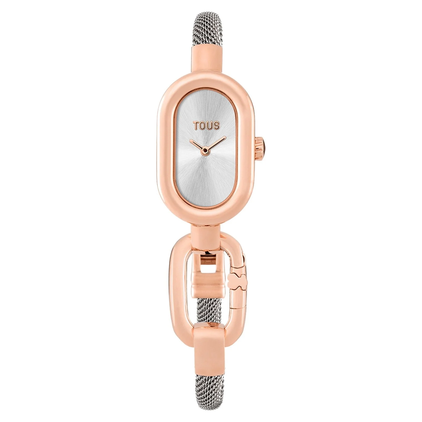Analog/digital watch with steel and rose-colored steel bracelet TOUS Hold Oval - 1