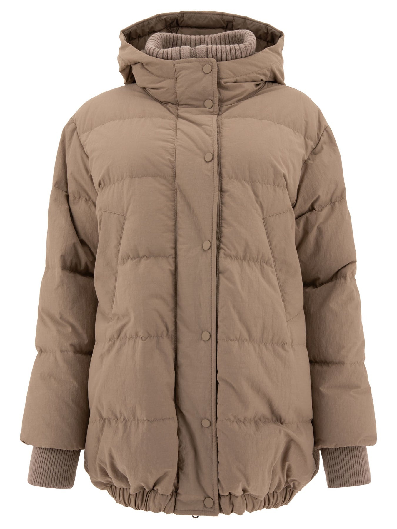 Down Jacket In Technical Cotton Jackets Beige - 1