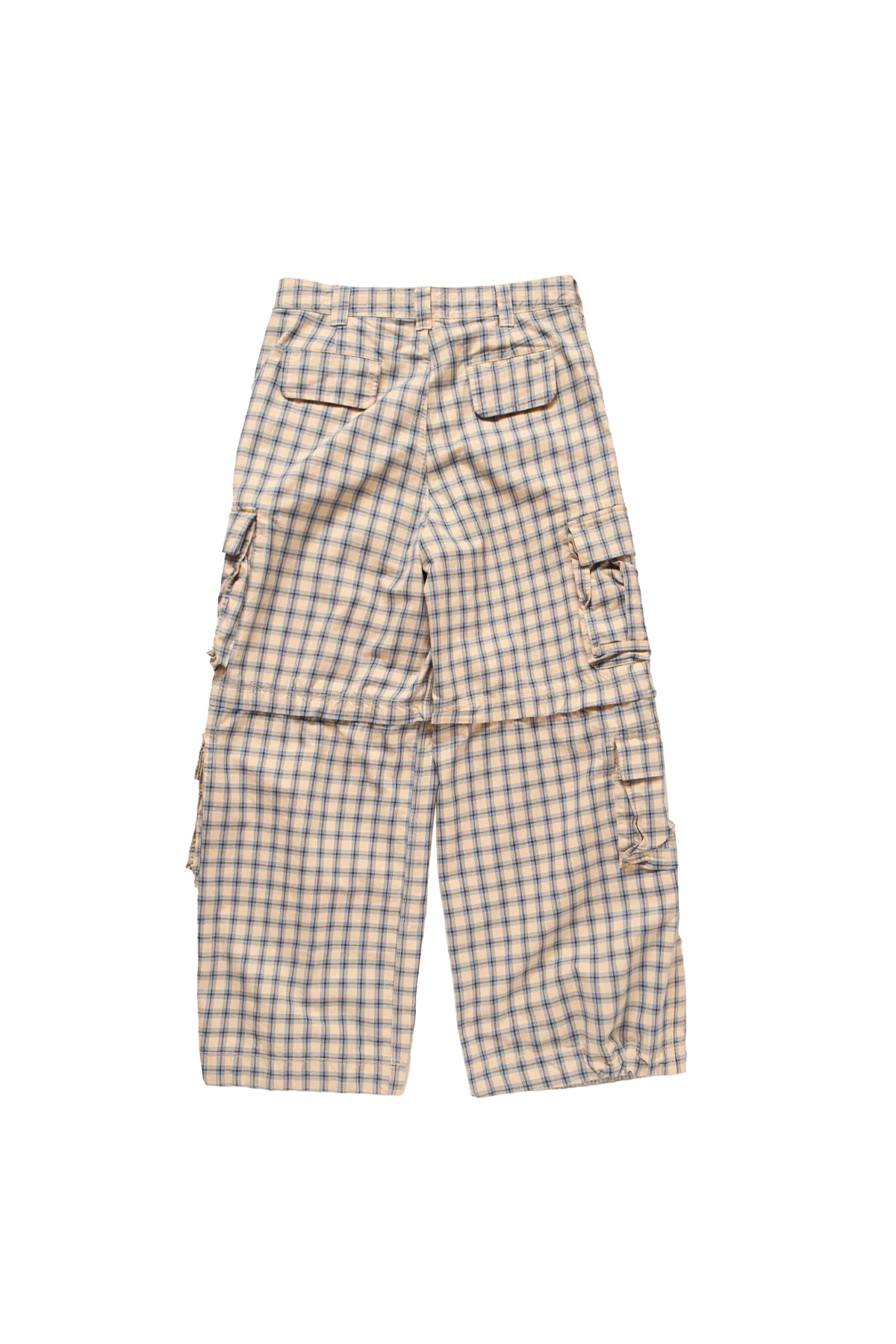 ERL Zip-Off Plaid Cargo Pants Beige Blue - 2