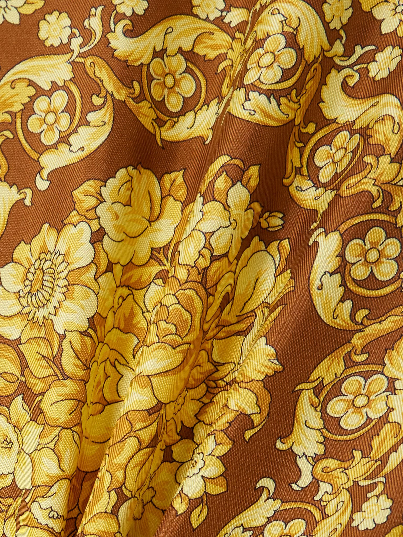 Belted printed silk-twill mini dress Yellow - 4