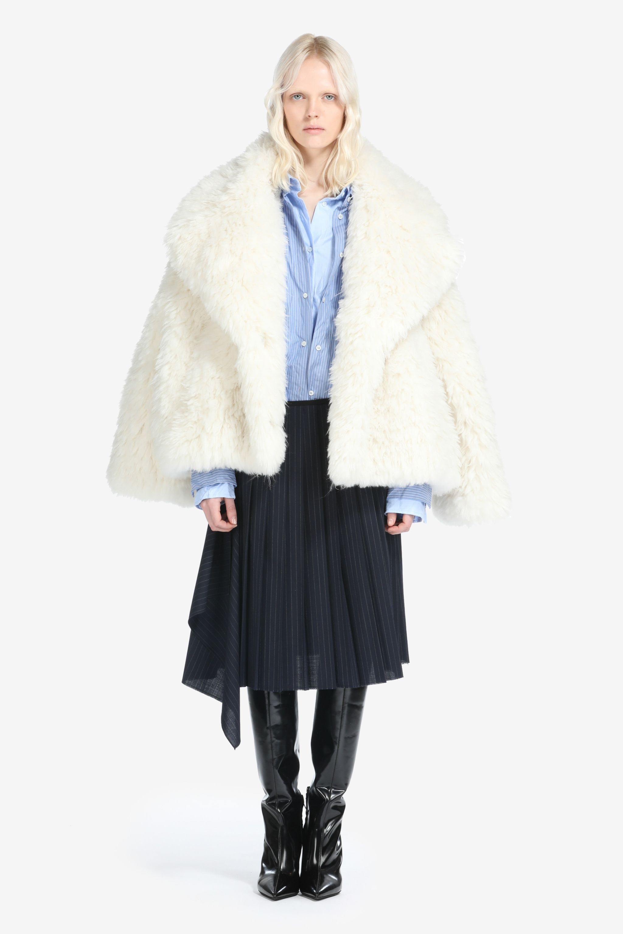 PINSTRIPE PLEATED SKIRT - 4