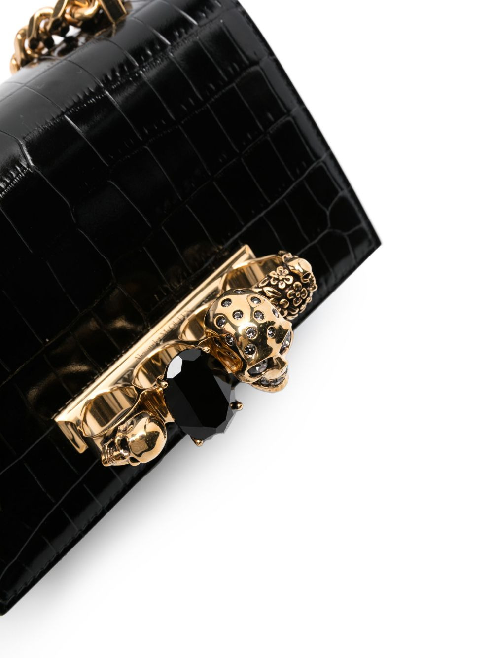 Jewelled crocodile-effect satchel - 4