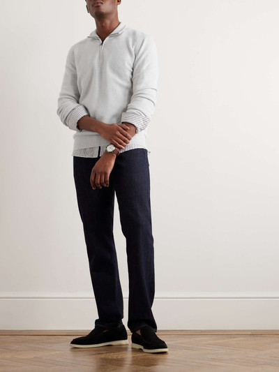 Brioni Ribbed Cashmere, Wool and Silk-Blend Half-Zip Sweater outlook
