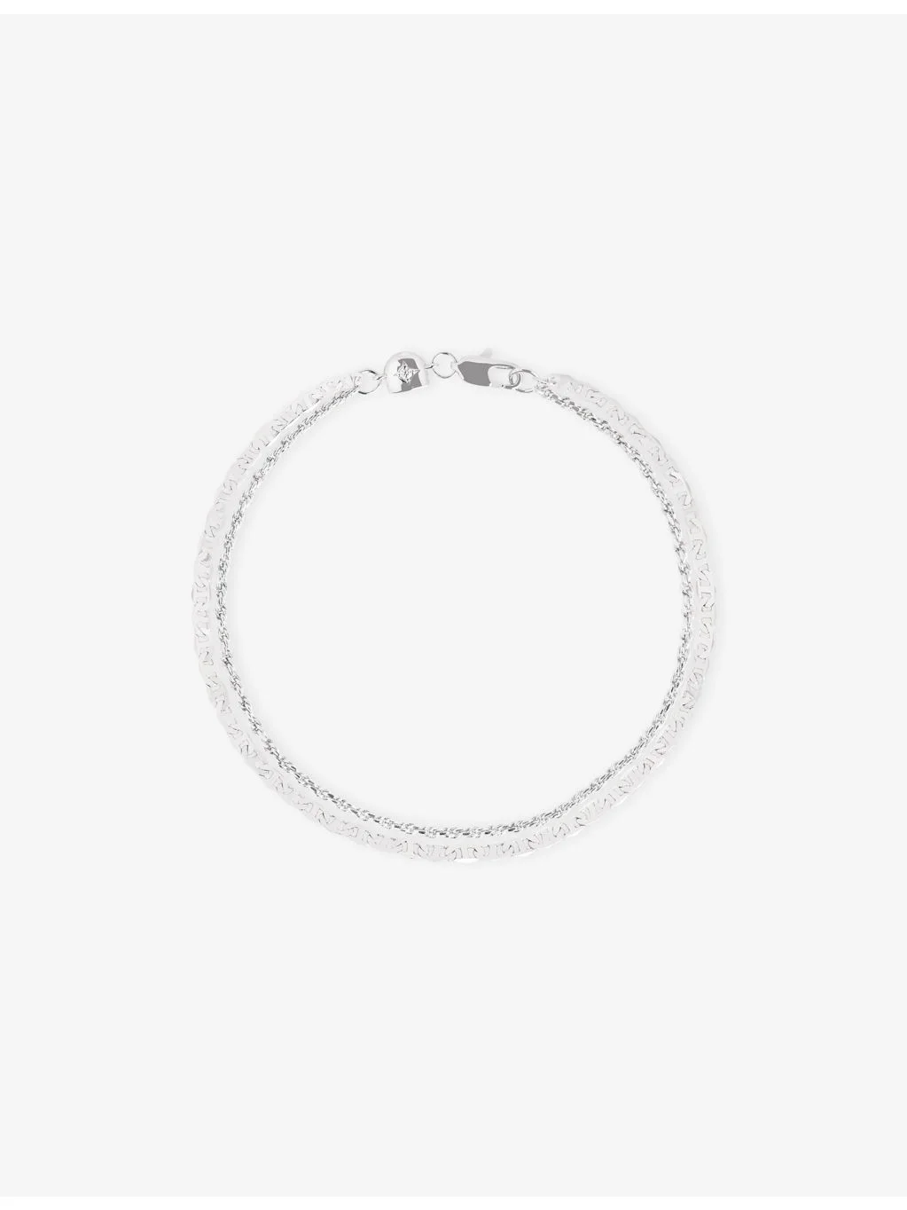 Illusion Double Chain Rhodium-Plated Brass Bracelet - 1