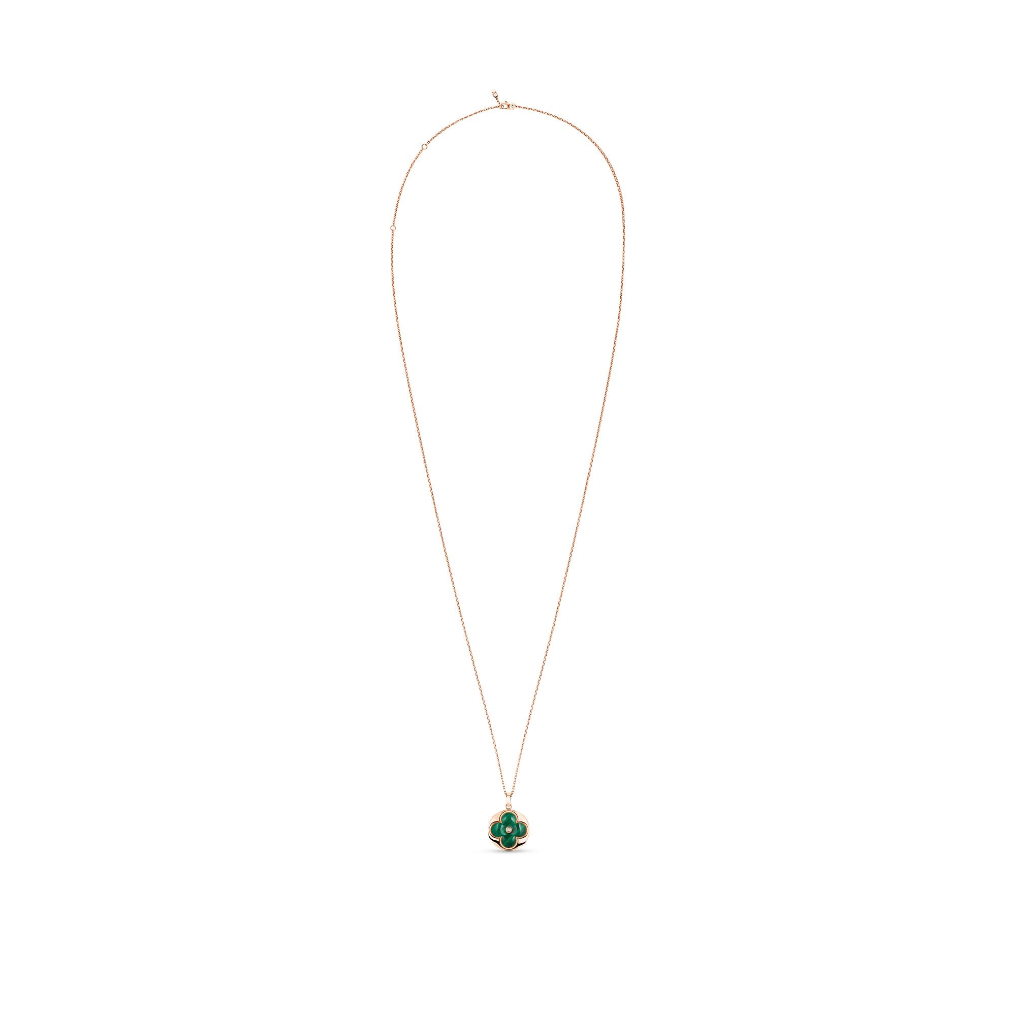 COLOR BLOSSOM XL MEDALLION, PINK GOLD,MALACHITE AND DIAMOND - 1