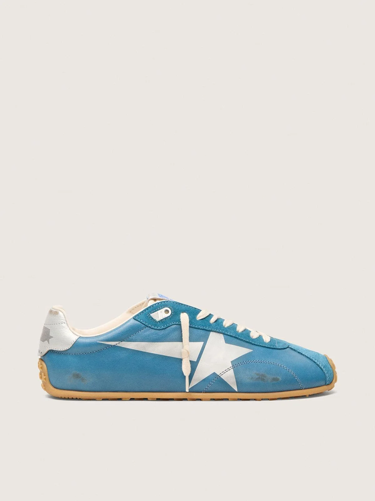 Men's Marathon Speed in blue nappa with printed star and silver leather heel tab - 1