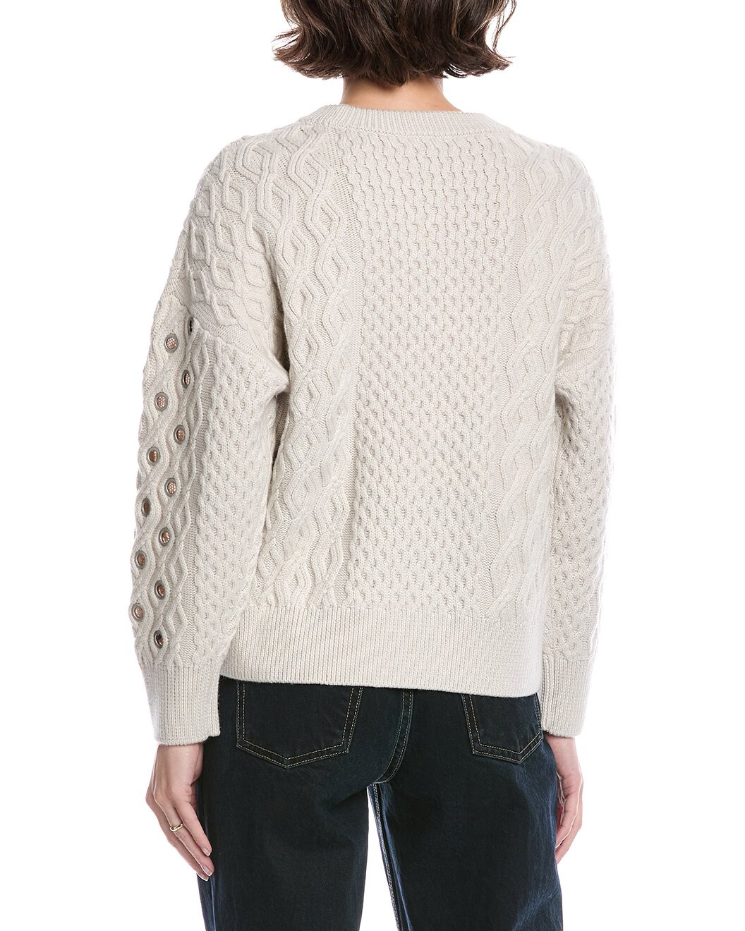 rag & bone Kat Grommet Cable Wool Sweater - 2