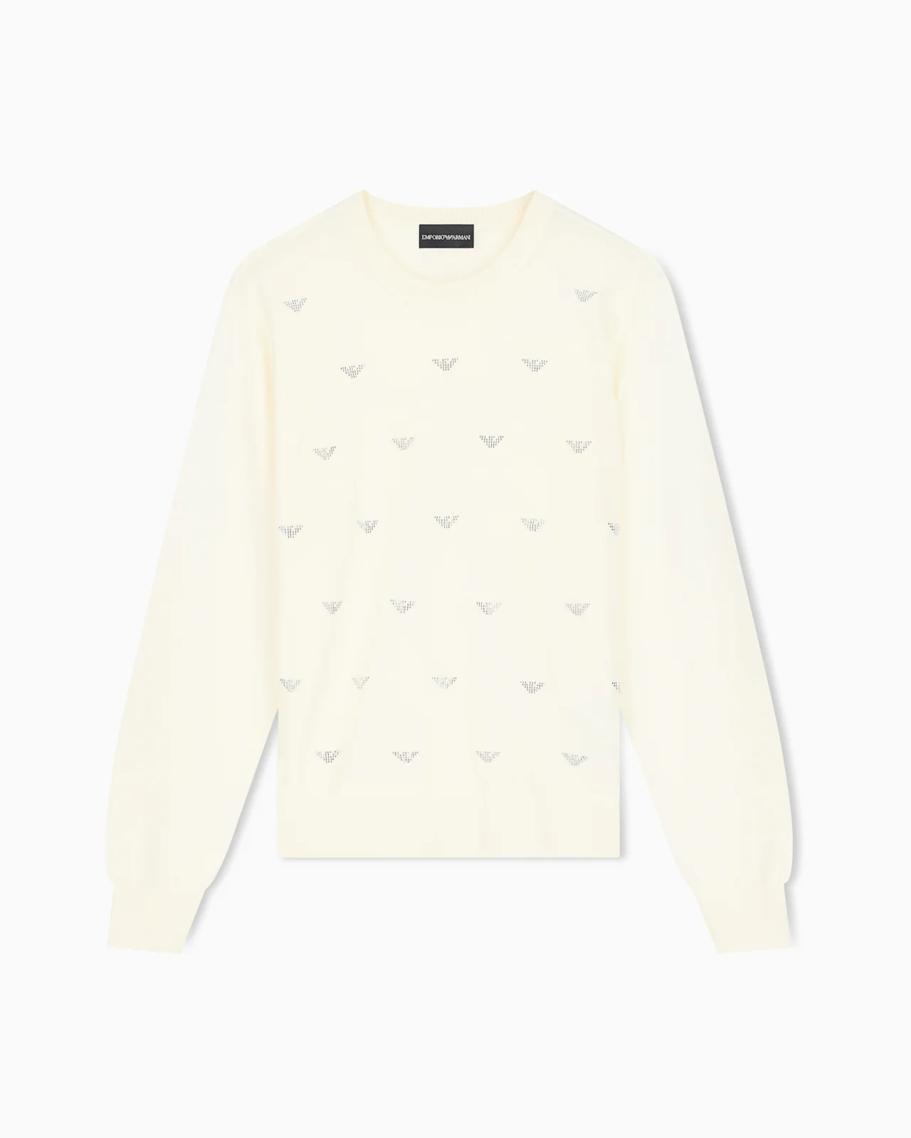 CREW-NECK VIRGIN WOOL PULLOVER WITH RHINESTONE DETAILS - 1