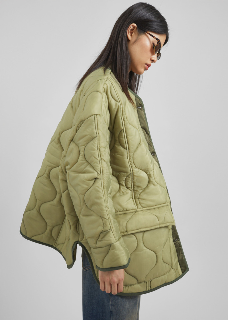 Teddy Quilted Jacket - Moss Green 4