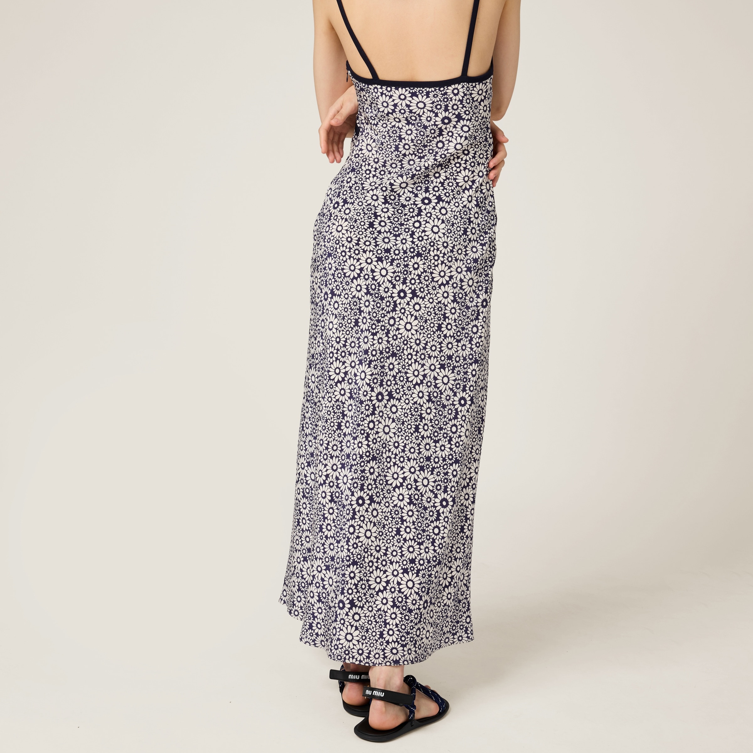 Long floral print crepe de chine dress - 4