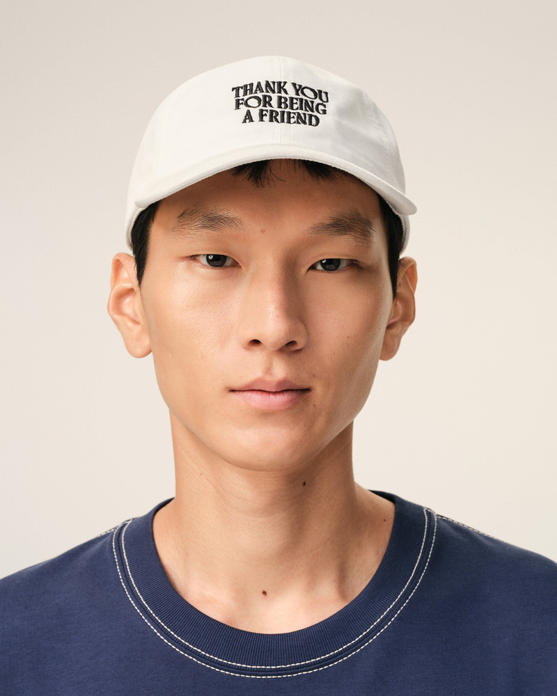 AMI Paris WHITE COTTON THANK YOU FOR BEING A FRIEND EMBROIDERY CAP outlook