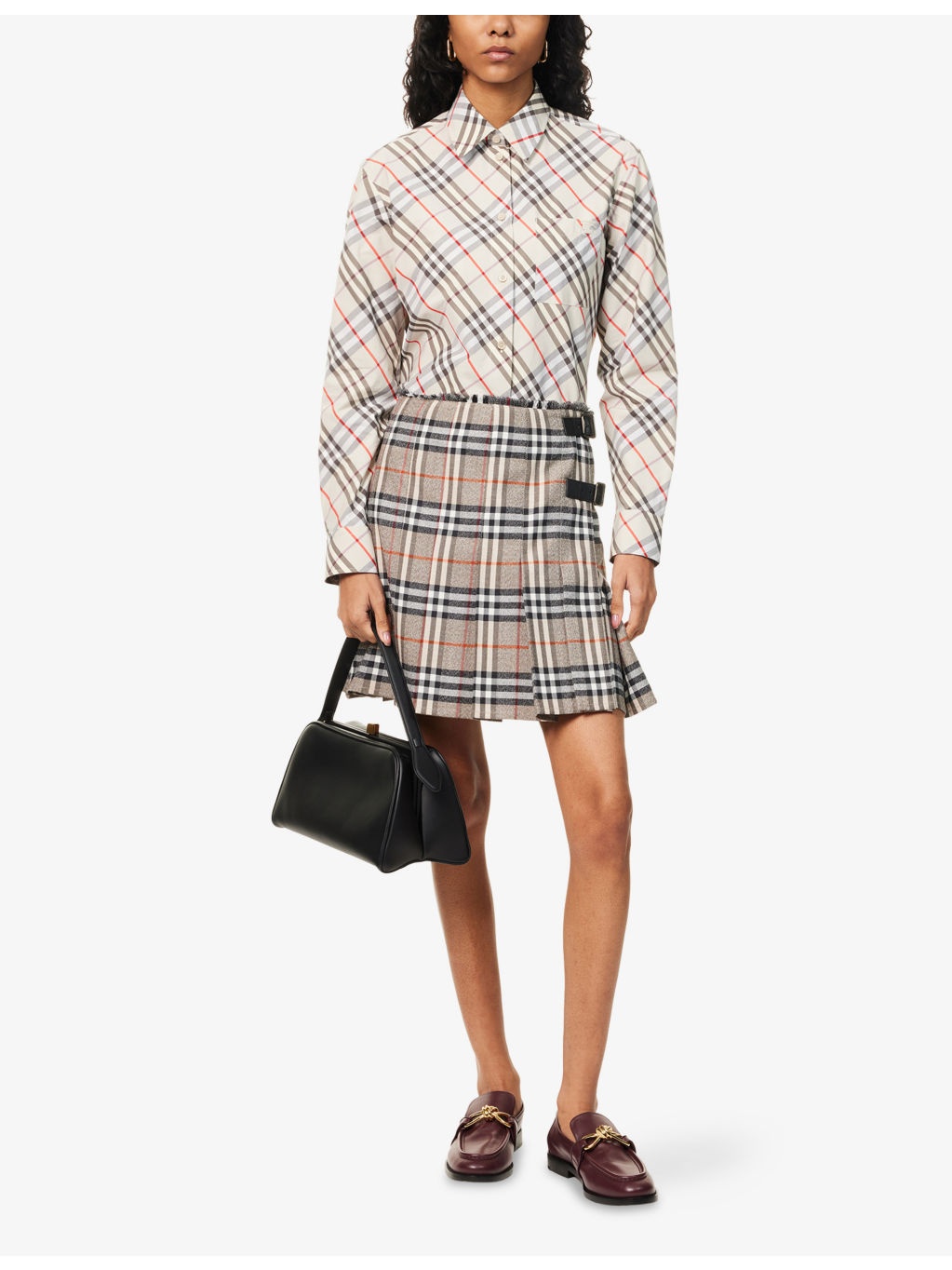 Check-Print Curved-Hem Cotton Shirt - 2