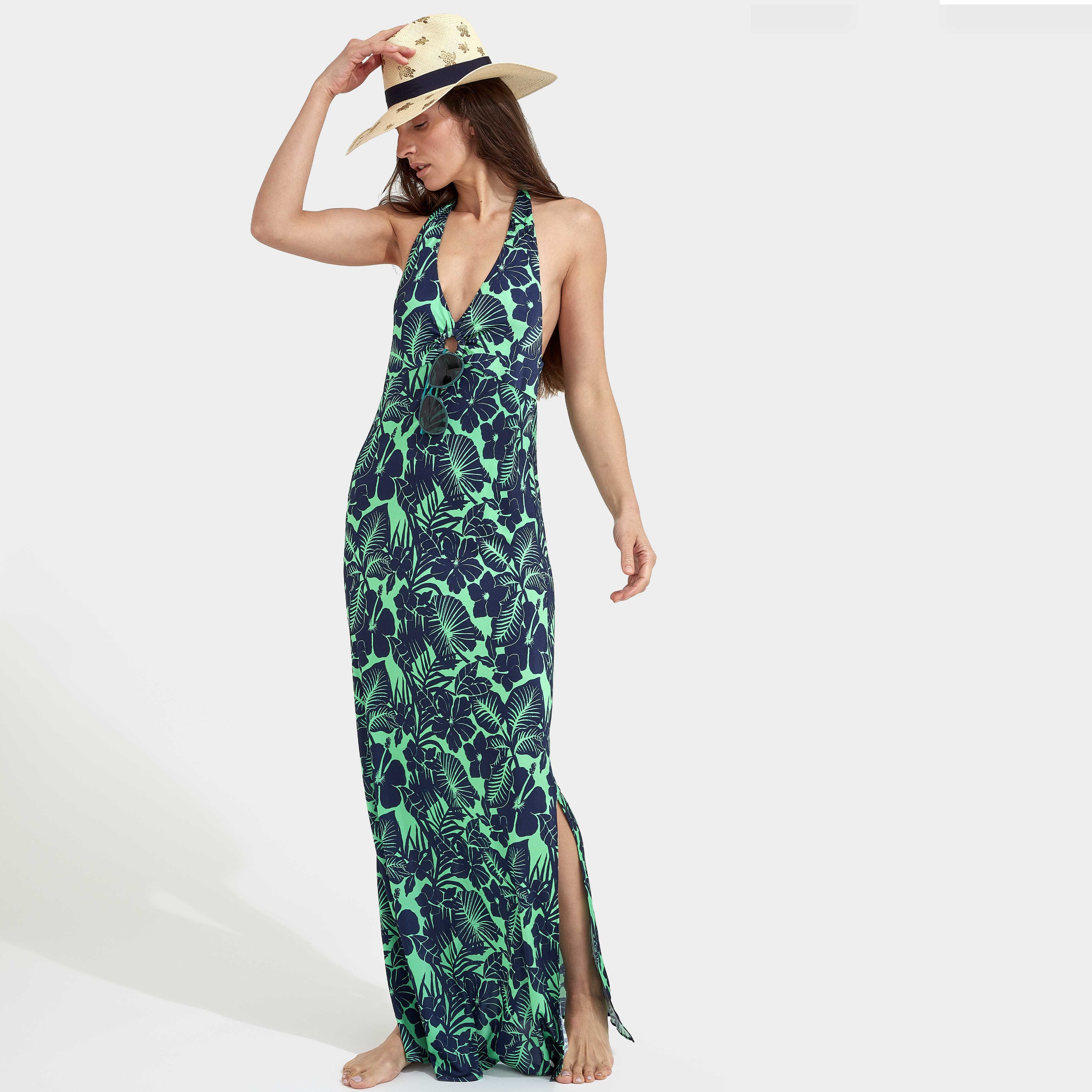 Women Halter Maxi Dress Flowers Paradis - 3