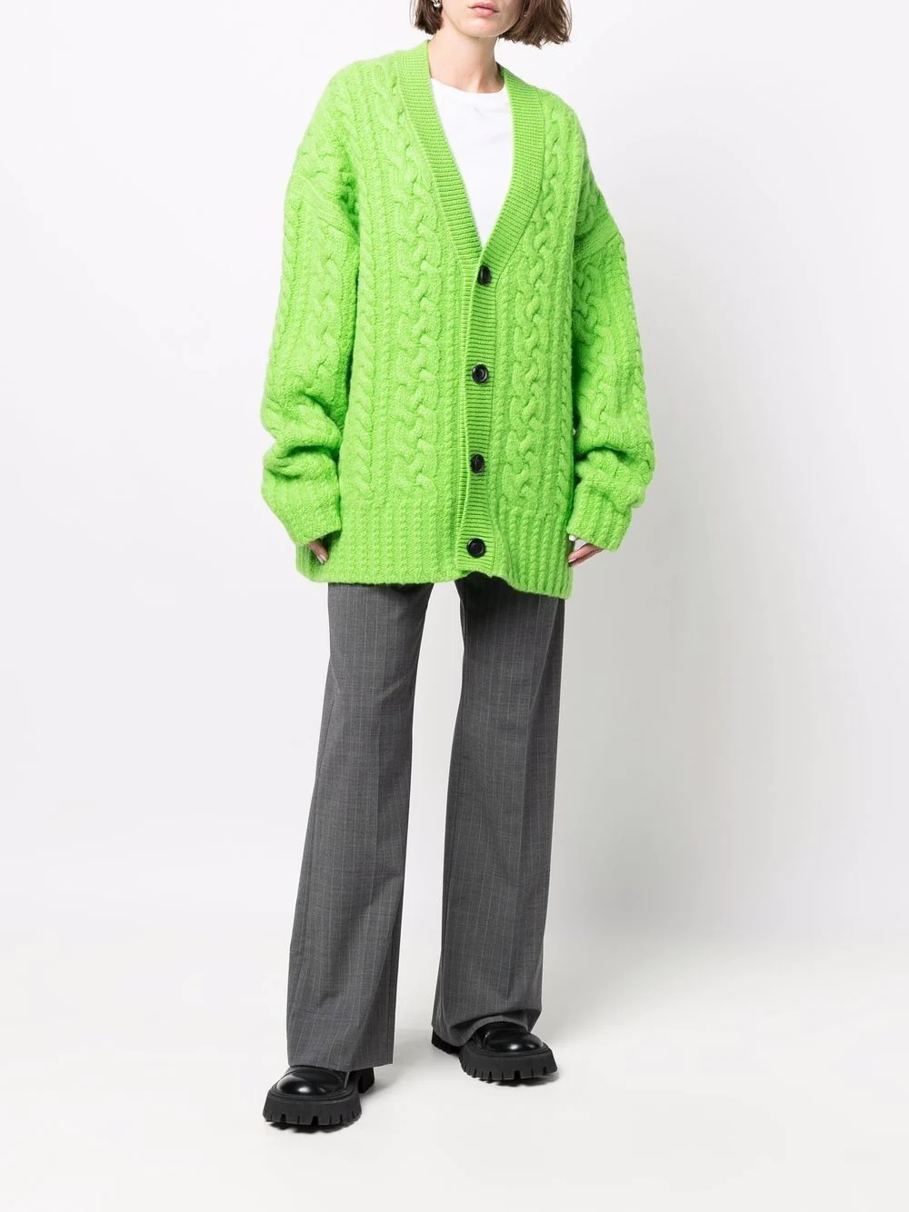 drop-shoulder cable-knit cardigan - 3