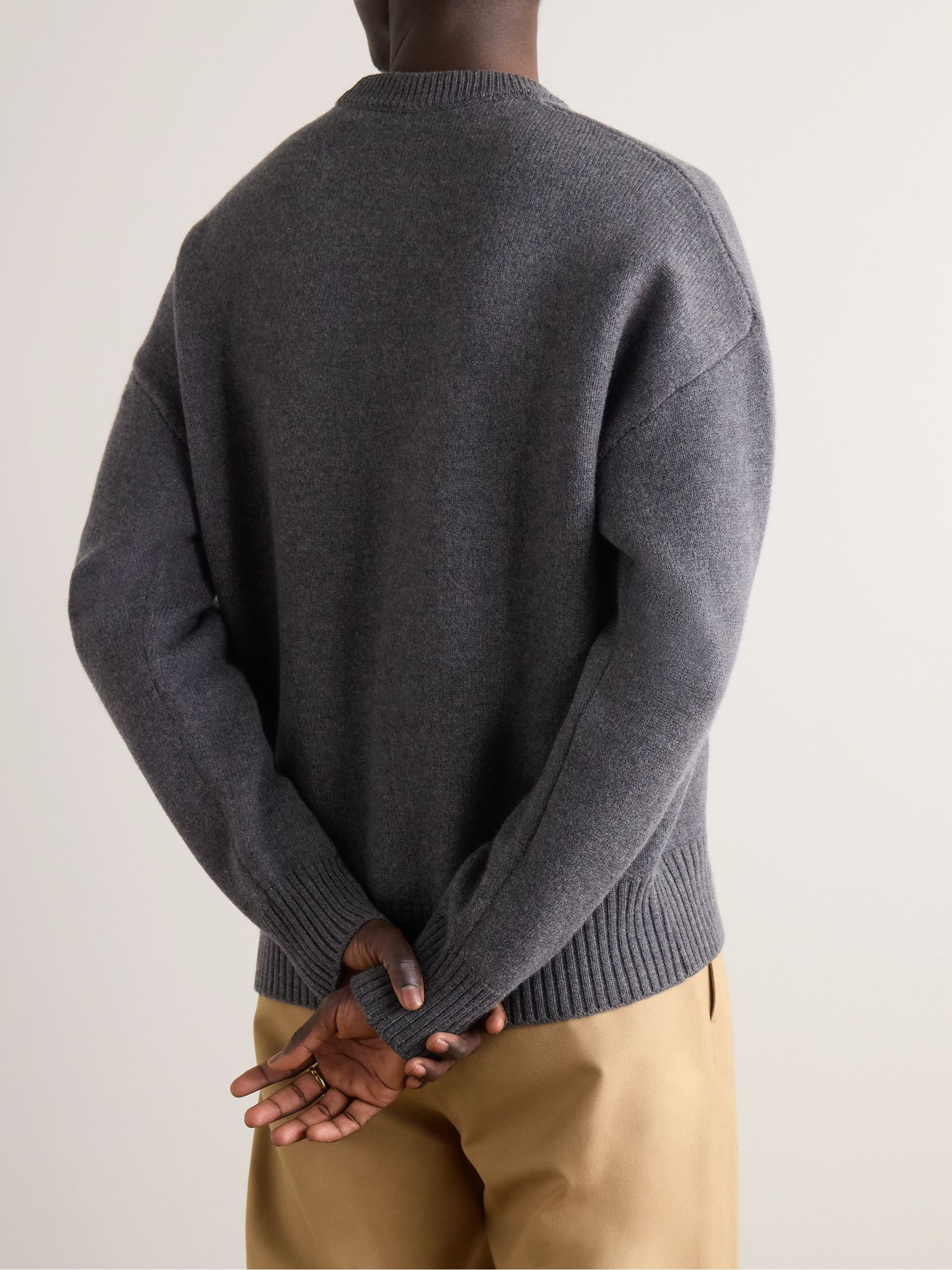 Logo-Intarsia Virgin Wool Sweater Gray - 3